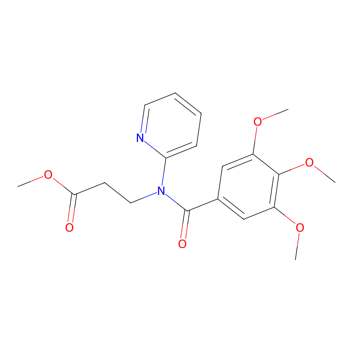 Methyl 3-[pyridin-2-yl-(3,4,5-trimethoxybenzoyl)amino]propanoate molecular structure, CAS 371232-44-9