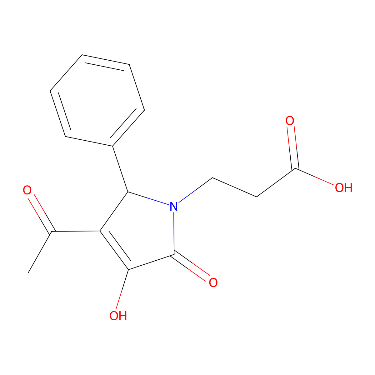 3-(3-Acetyl-4-hydroxy-5-oxo-2-phenyl-2,5-dihydro-pyrrol-1-yl)-propionic acid molecular structure, CAS 371232-66-5