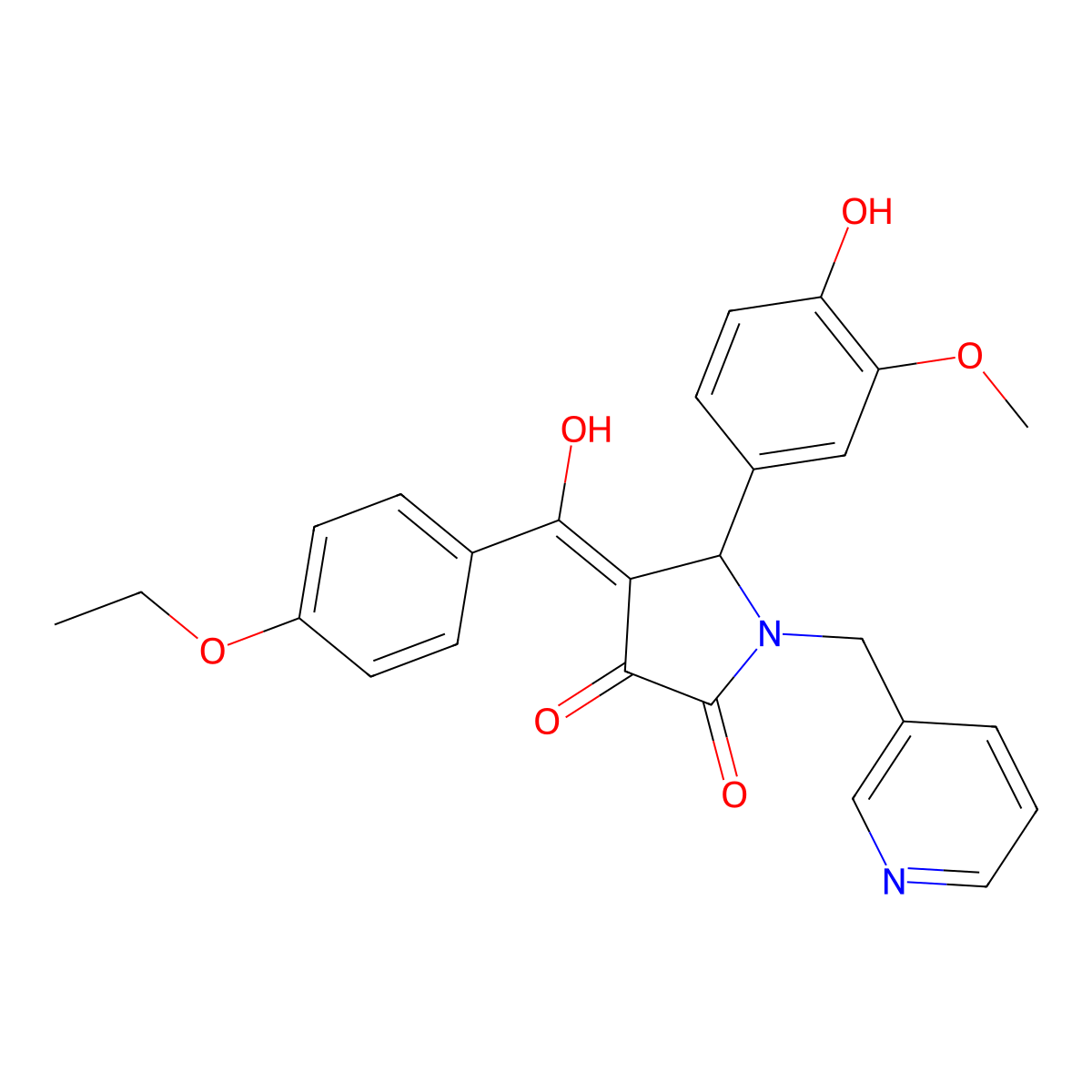 4-[(4-Ethoxyphenyl)-hydroxymethylidene]-5-(4-hydroxy-3-methoxyphenyl)-1-(pyridin-3-ylmethyl)pyrrolidine-2,3-dione molecular structure, CAS 371232-71-2