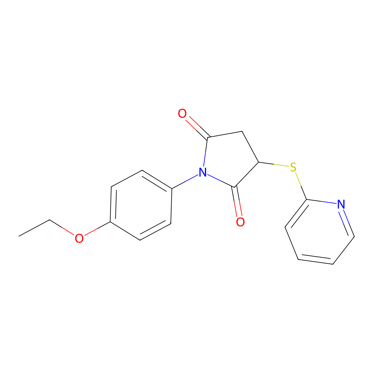 1-(4-Ethoxyphenyl)-3-(pyridin-2-ylsulfanyl)pyrrolidine-2,5-dione molecular structure, CAS 371232-87-0