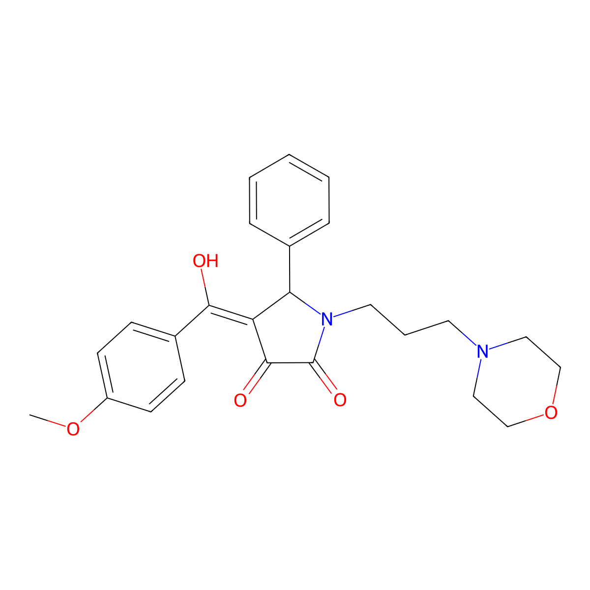 3-hydroxy-4-(4-methoxybenzoyl)-1-[3-(morpholin-4-yl)propyl]-5-phenyl-2,5-dihydro-1H-pyrrol-2-one molecular structure, CAS 371232-89-2