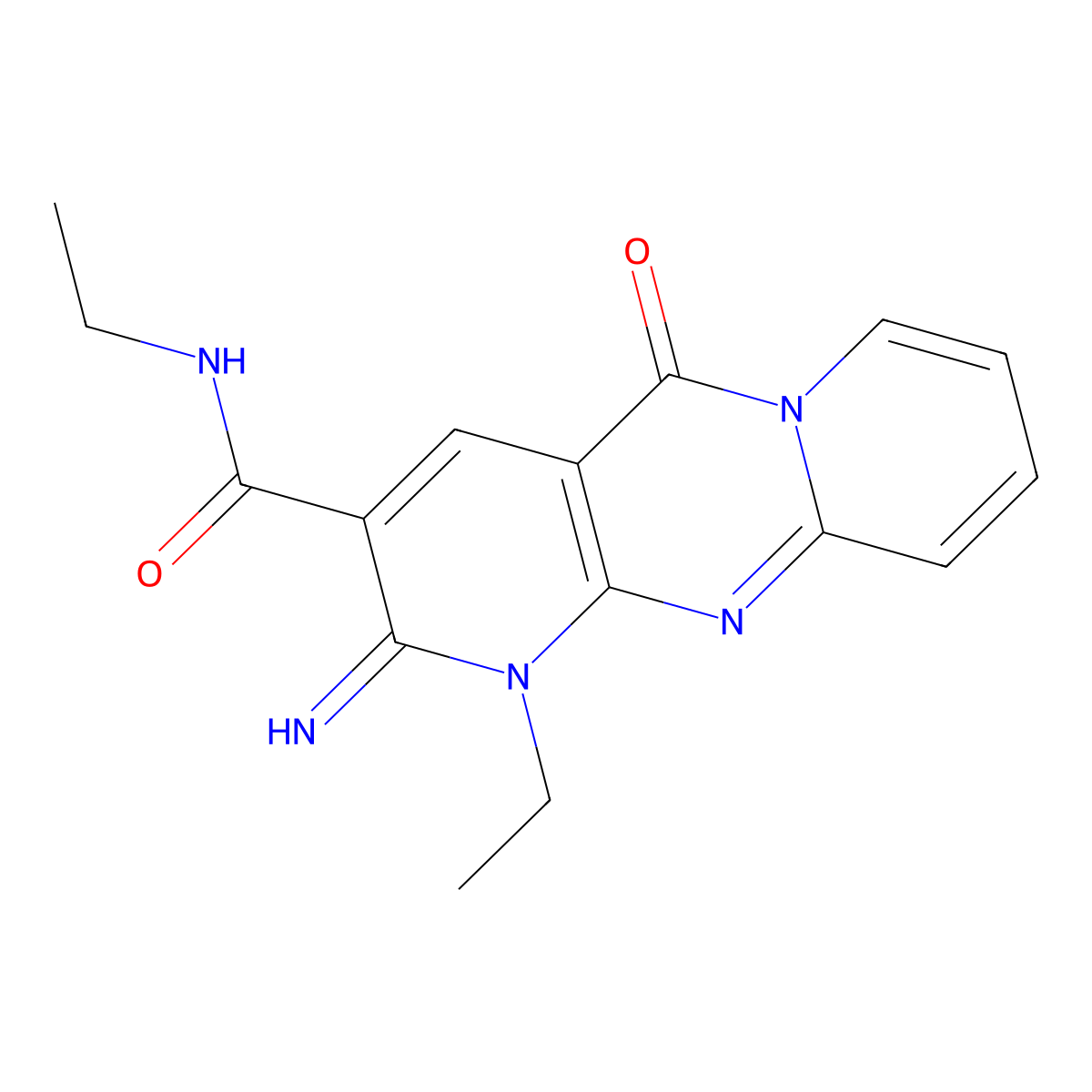 N,1-Diethyl-2-imino-5-oxo-1,5-dihydro-2H-dipyrido[1,2-A:2,3-D]pyrimidine-3-carboxamide molecular structure, CAS 371232-92-7