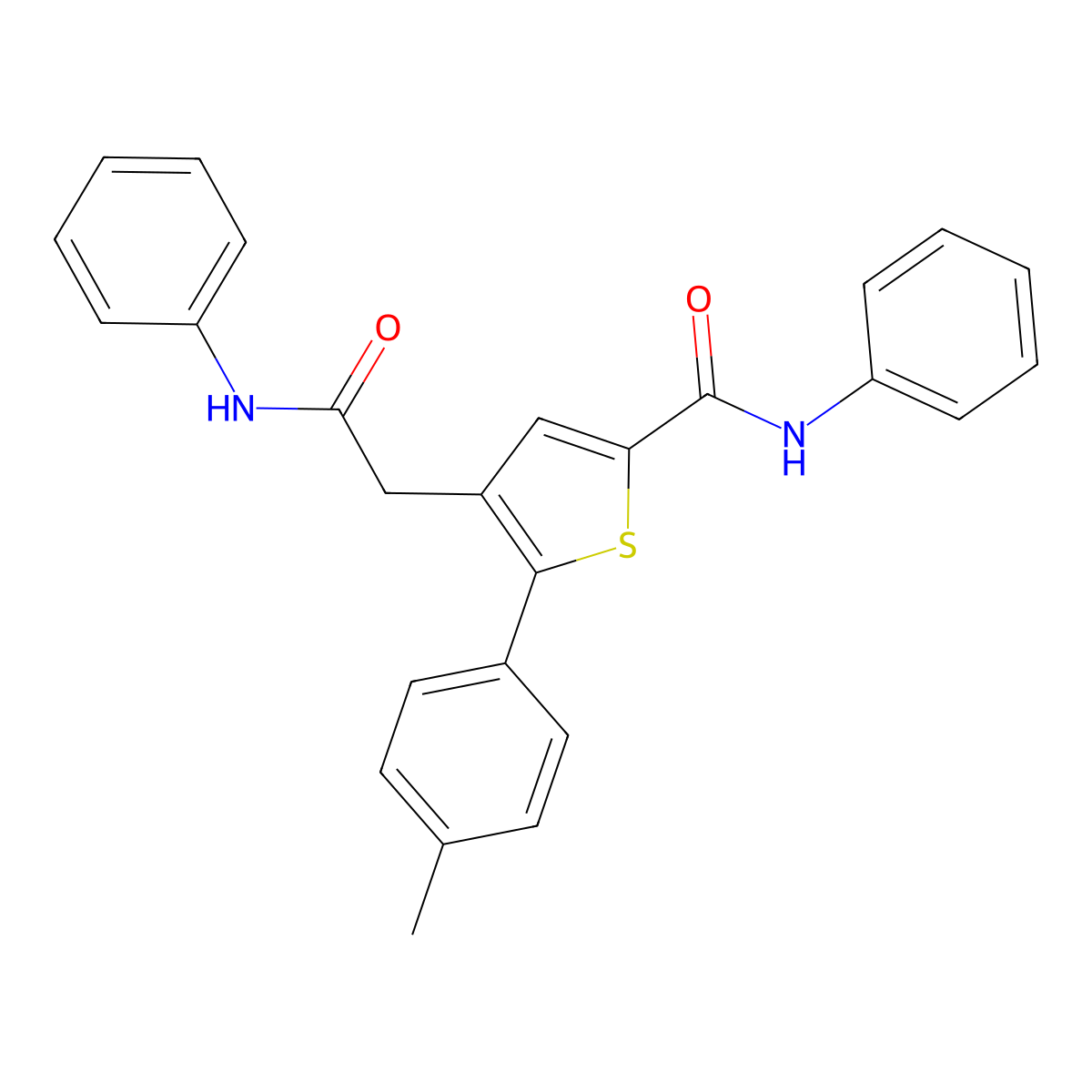 4-(2-anilino-2-oxoethyl)-5-(4-methylphenyl)-N-phenylthiophene-2-carboxamide molecular structure, CAS 371233-02-2