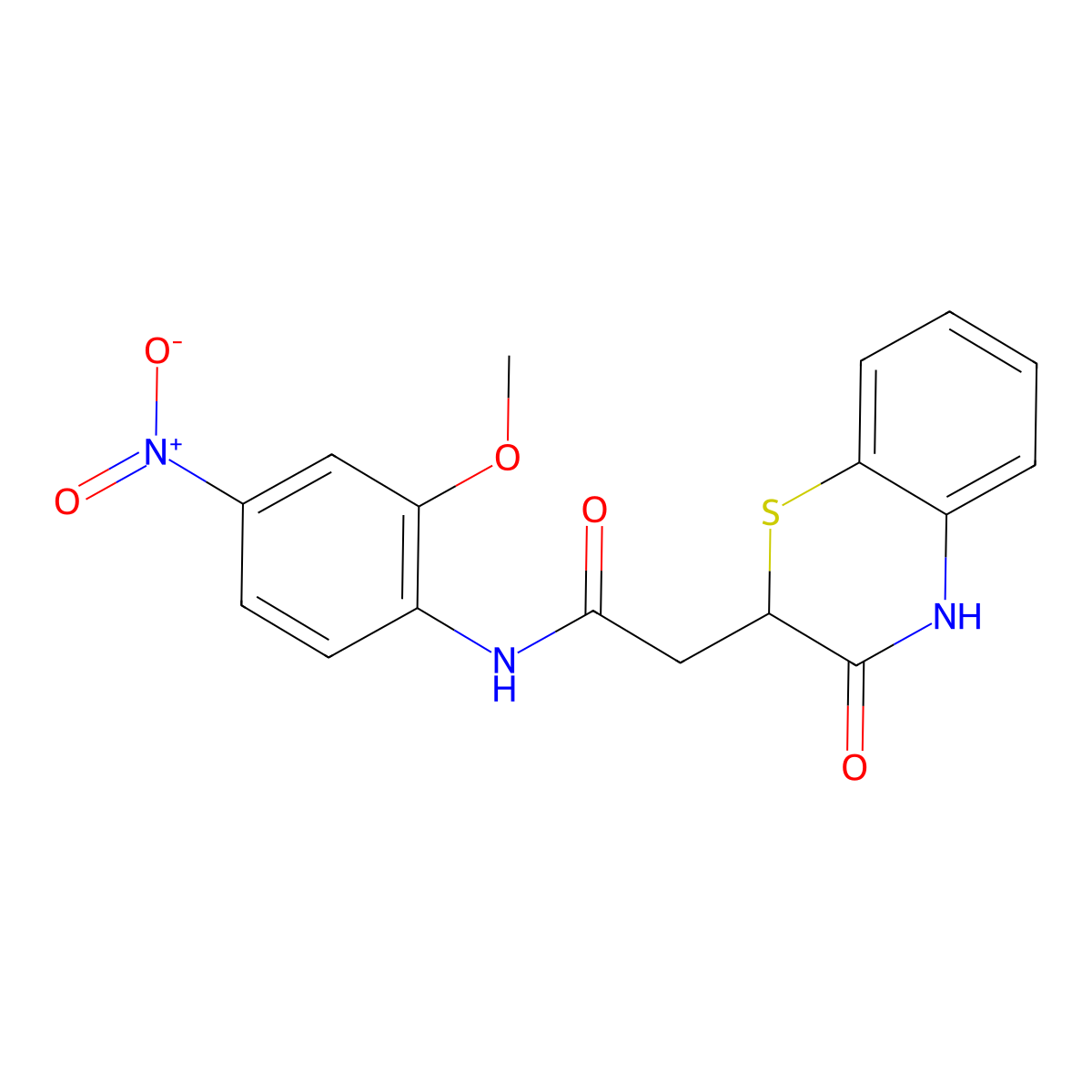 N-(2-methoxy-4-nitrophenyl)-2-(3-oxo-4H-1,4-benzothiazin-2-yl)acetamide molecular structure, CAS 371233-08-8