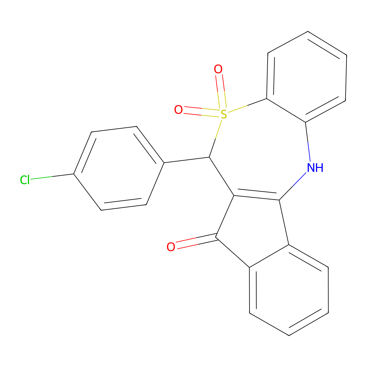 11-(4-Chlorophenyl)-10,10-dioxo-5,11-dihydroindeno[2,1-c][1,5]benzothiazepin-12-one molecular structure, CAS 371233-14-6