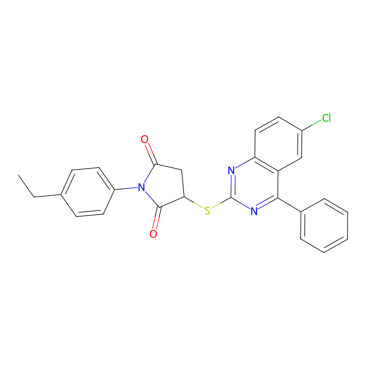 3-[(6-Chloro-4-phenylquinazolin-2-yl)sulfanyl]-1-(4-ethylphenyl)pyrrolidine-2,5-dione molecular structure, CAS 371233-22-6