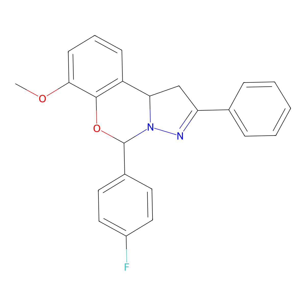 5-(4-Fluorophenyl)-7-methoxy-2-phenyl-1,10b-dihydropyrazolo[1,5-c][1,3]benzoxazine molecular structure, CAS 371233-34-0