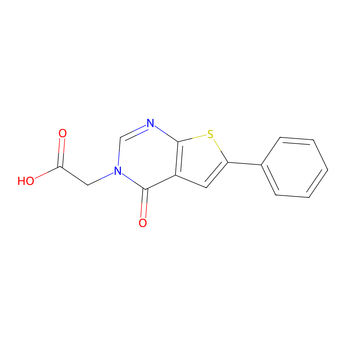 2-{4-oxo-6-phenyl-3H,4H-thieno[2,3-d]pyrimidin-3-yl}acetic acid molecular structure, CAS 371233-49-7