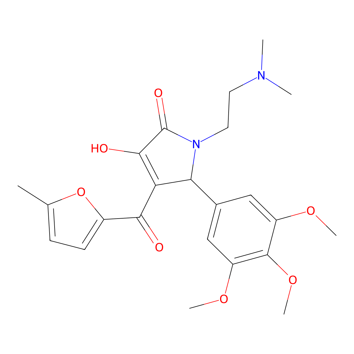 1-[2-(dimethylamino)ethyl]-3-hydroxy-4-(5-methyl-2-furoyl)-5-(3,4,5-trimethoxyphenyl)-1,5-dihydro-2H-pyrrol-2-one molecular structure, CAS 371233-50-0