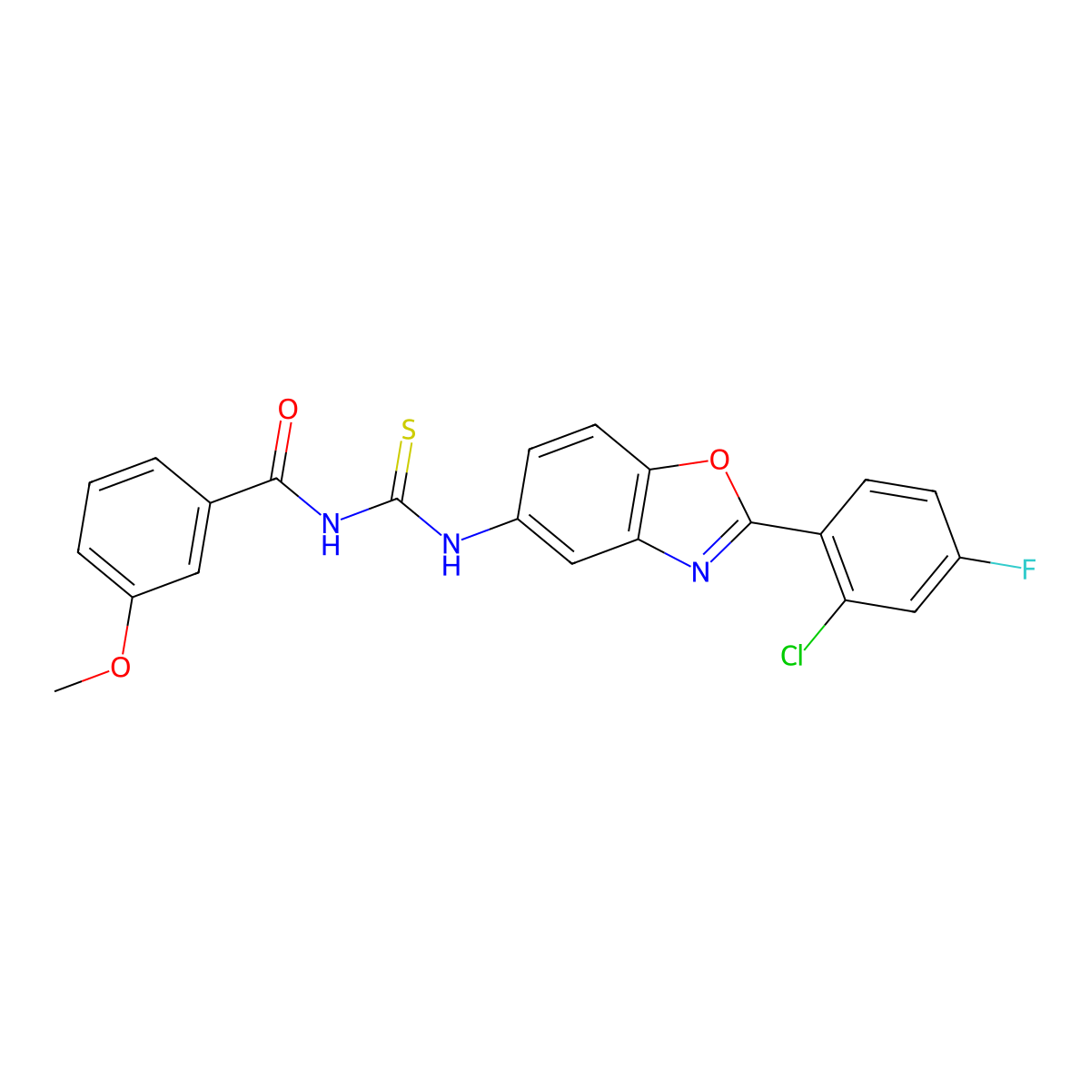 N-[[2-(2-chloro-4-fluorophenyl)-1,3-benzoxazol-5-yl]carbamothioyl]-3-methoxybenzamide molecular structure, CAS 371233-64-6