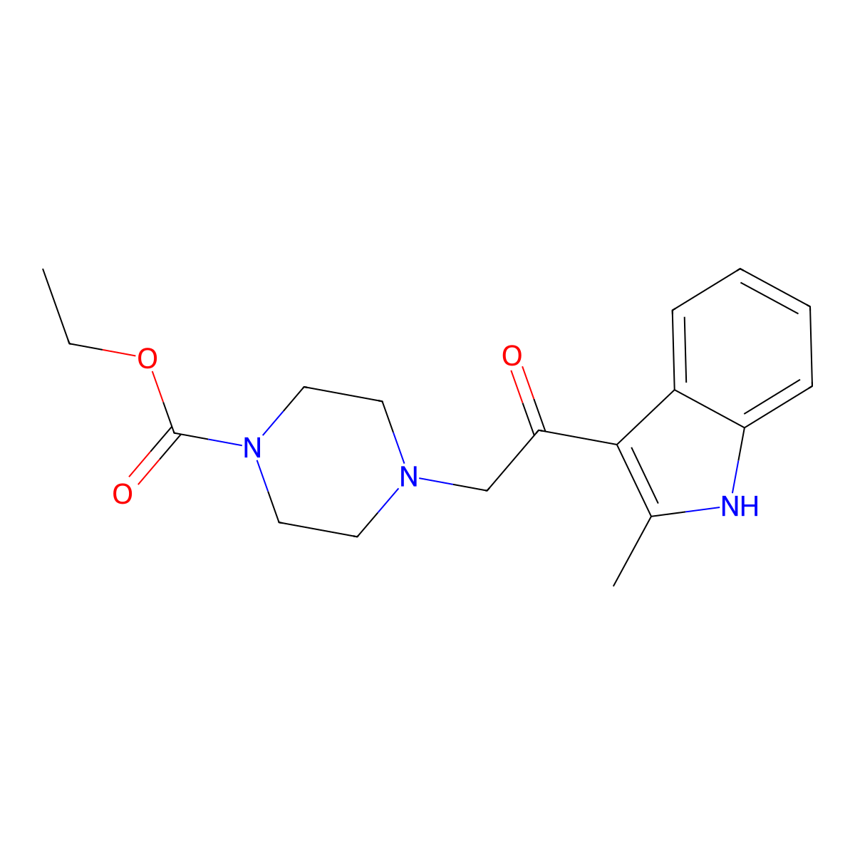 ethyl 4-[2-(2-methyl-1H-indol-3-yl)-2-oxoethyl]piperazine-1-carboxylate molecular structure, CAS 371234-07-0