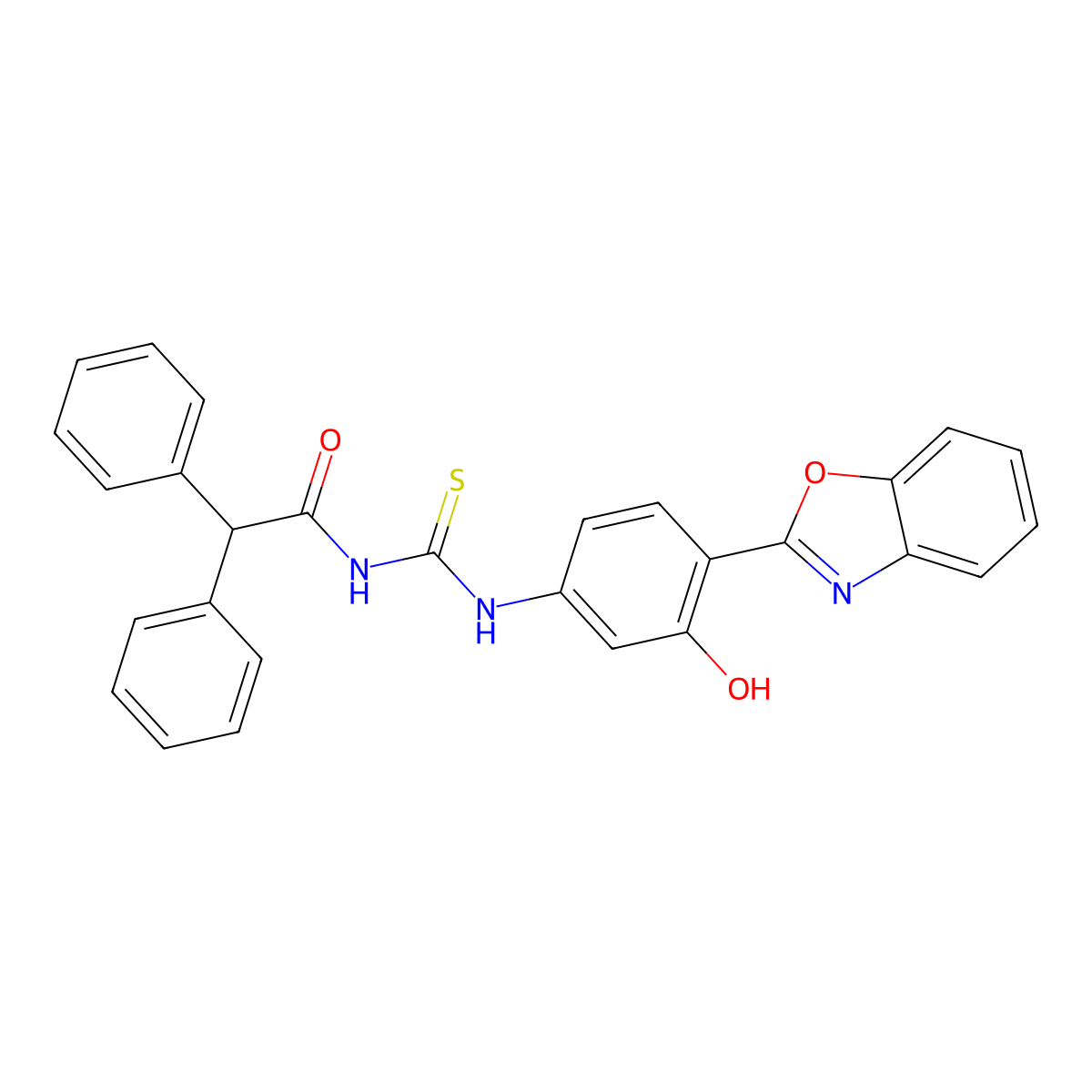N-[4-(1,3-benzoxazol-2-yl)-3-hydroxyphenyl]-N'-(diphenylacetyl)thiourea molecular structure, CAS 371234-22-9