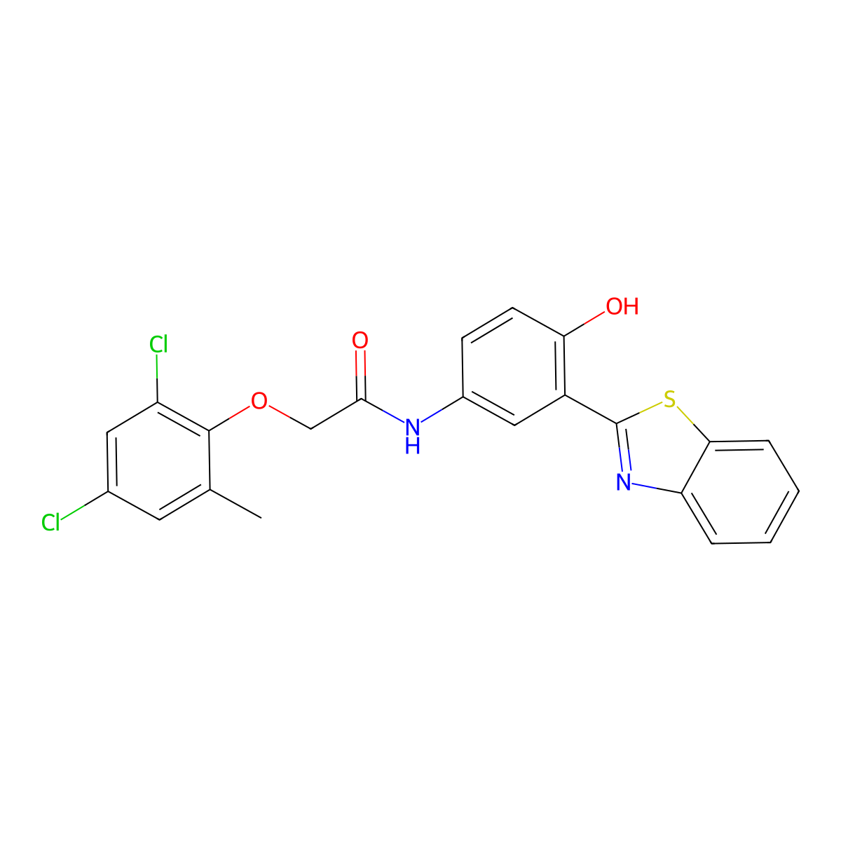 N-[3-(1,3-benzothiazol-2-yl)-4-hydroxyphenyl]-2-(2,4-dichloro-6-methylphenoxy)acetamide molecular structure, CAS 371234-23-0