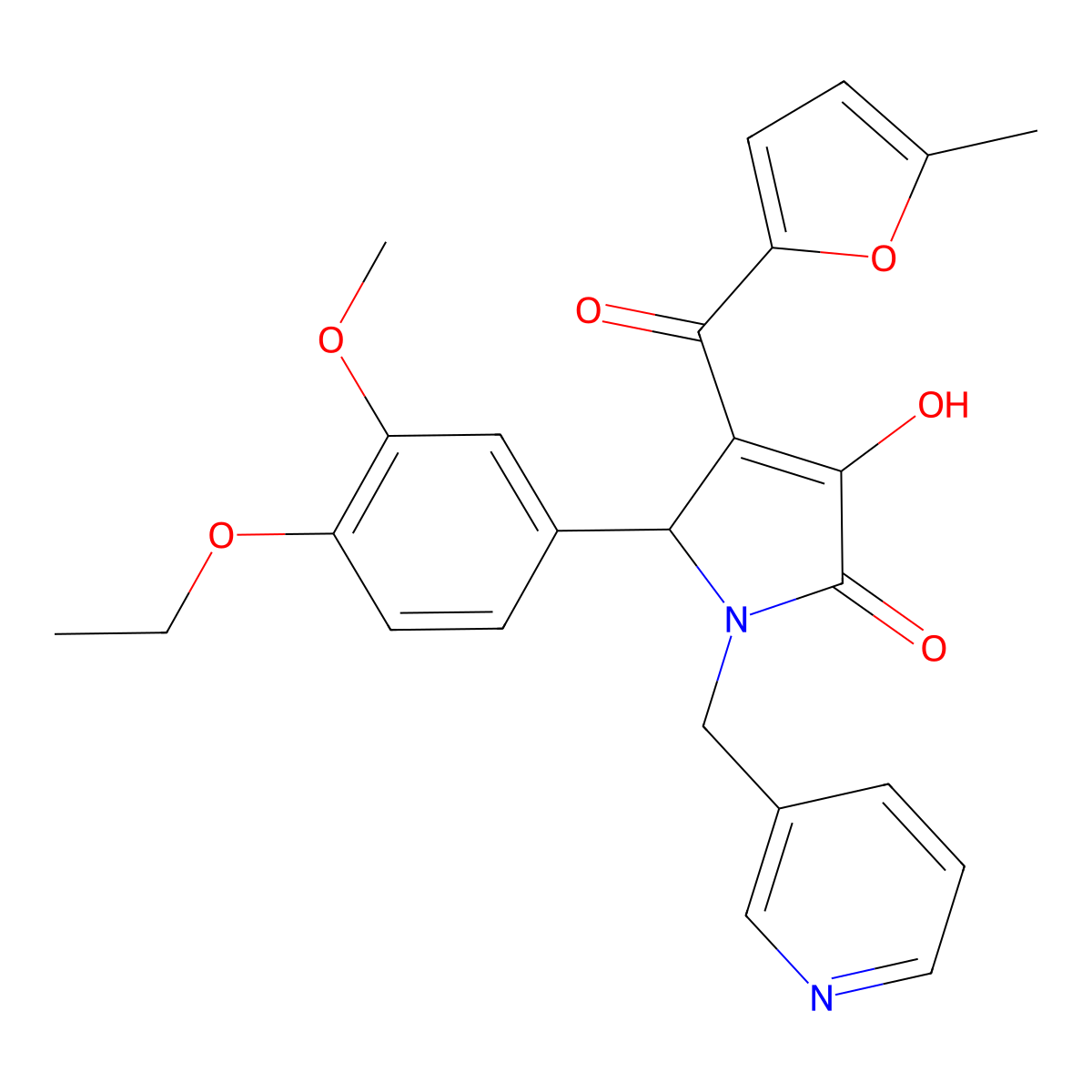 5-(4-ethoxy-3-methoxyphenyl)-3-hydroxy-4-(5-methylfuran-2-carbonyl)-1-[(pyridin-3-yl)methyl]-2,5-dihydro-1H-pyrrol-2-one molecular structure, CAS 371234-40-1