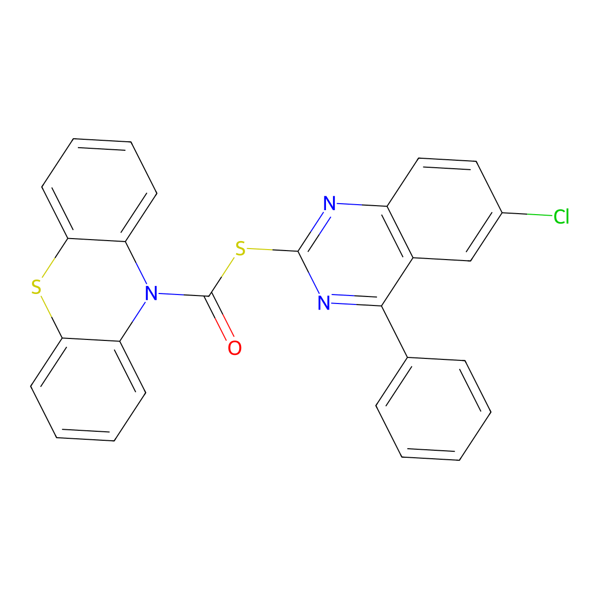 S-(6-chloro-4-phenylquinazolin-2-yl) phenothiazine-10-carbothioate molecular structure, CAS 371234-75-2