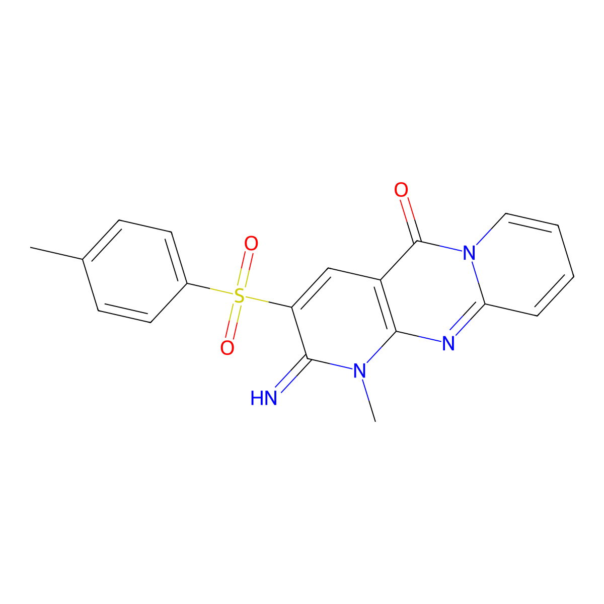2-imino-1-methyl-3-[(4-methylphenyl)sulfonyl]-1,2-dihydro-5H-dipyrido[1,2-a:2,3-d]pyrimidin-5-one molecular structure, CAS 371234-82-1