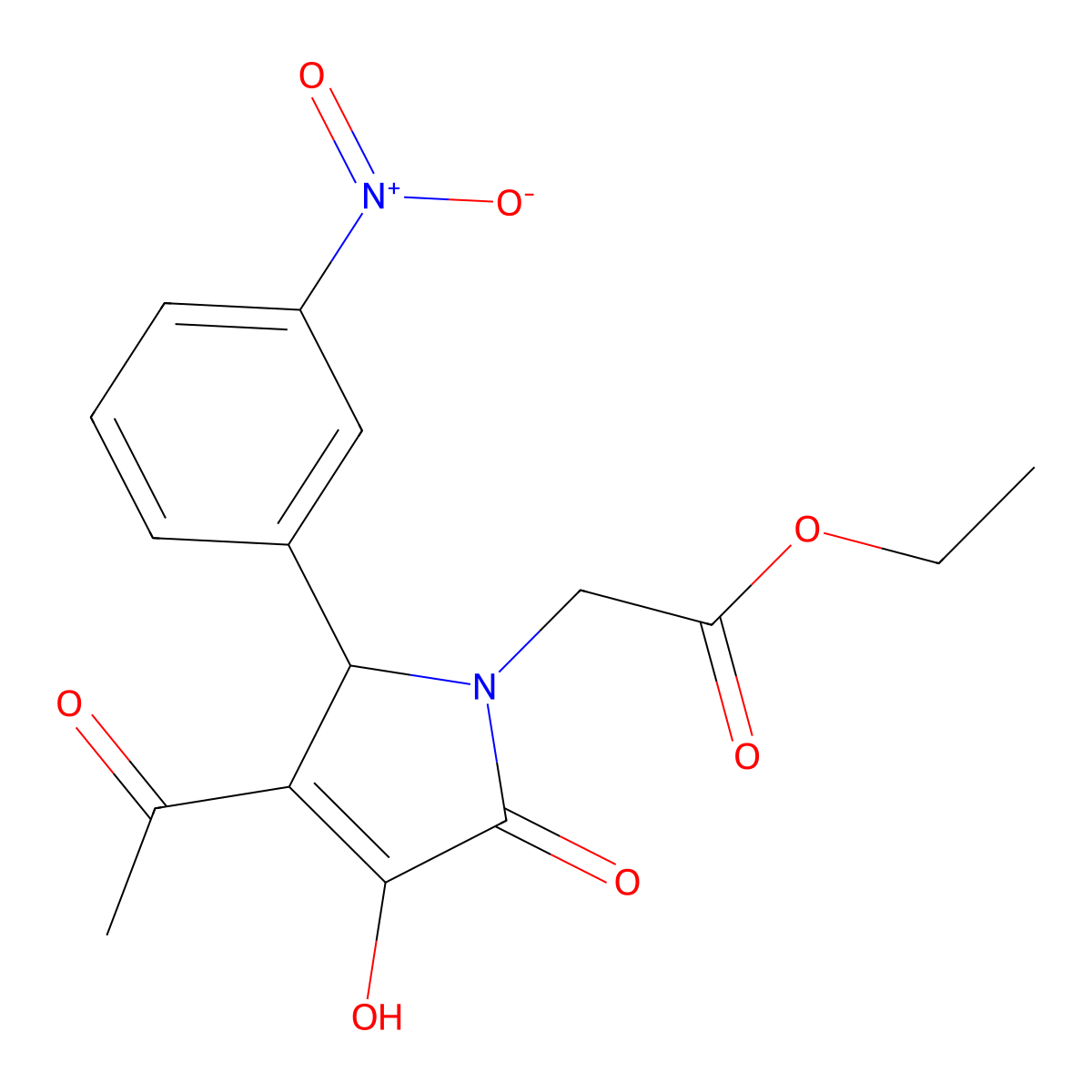 ethyl 2-[3-acetyl-4-hydroxy-2-(3-nitrophenyl)-5-oxo-2H-pyrrol-1-yl]acetate molecular structure, CAS 371235-13-1