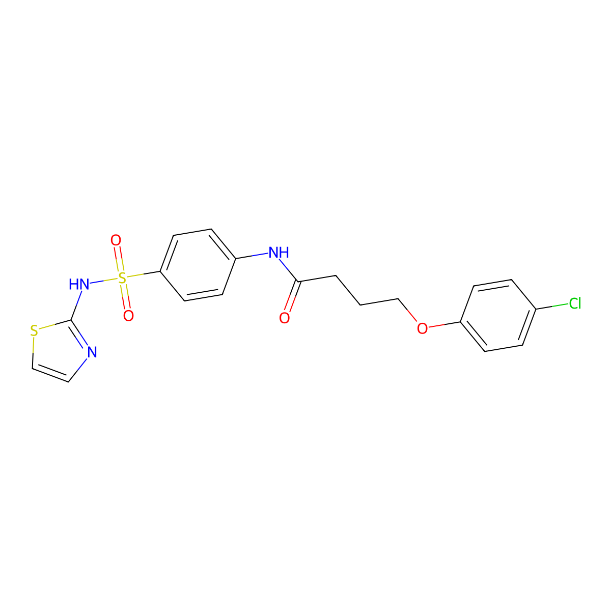 4-(4-Chloro-phenoxy)-N-[4-(thiazol-2-ylsulfamoyl)-phenyl]-butyramide molecular structure, CAS 371235-21-1
