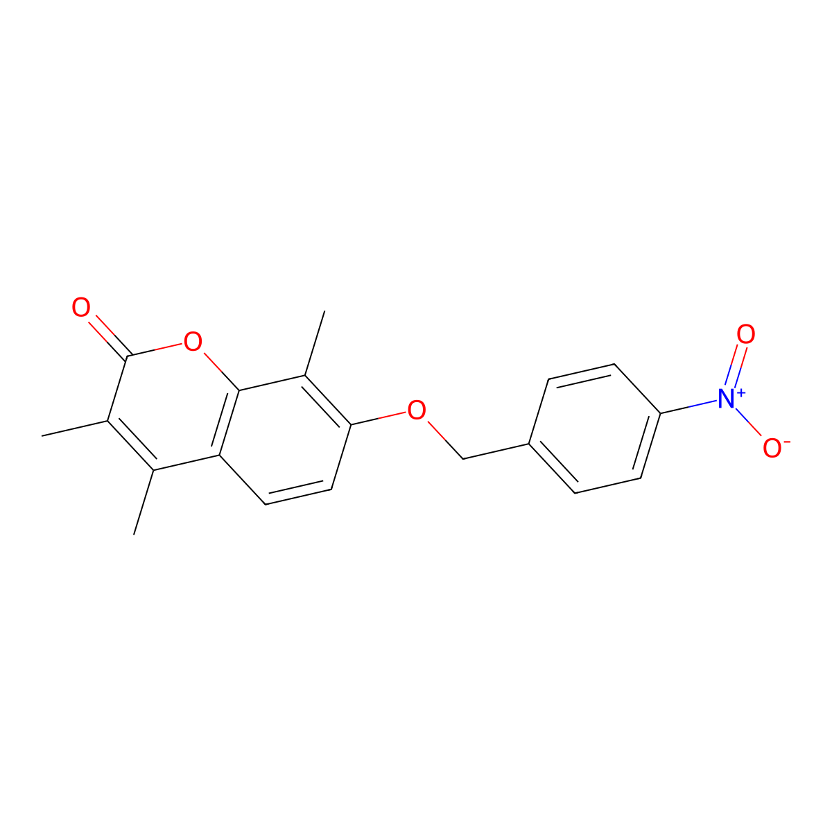 3,4,8-Trimethyl-7-[(4-nitrophenyl)methoxy]chromen-2-one molecular structure, CAS 371235-26-6