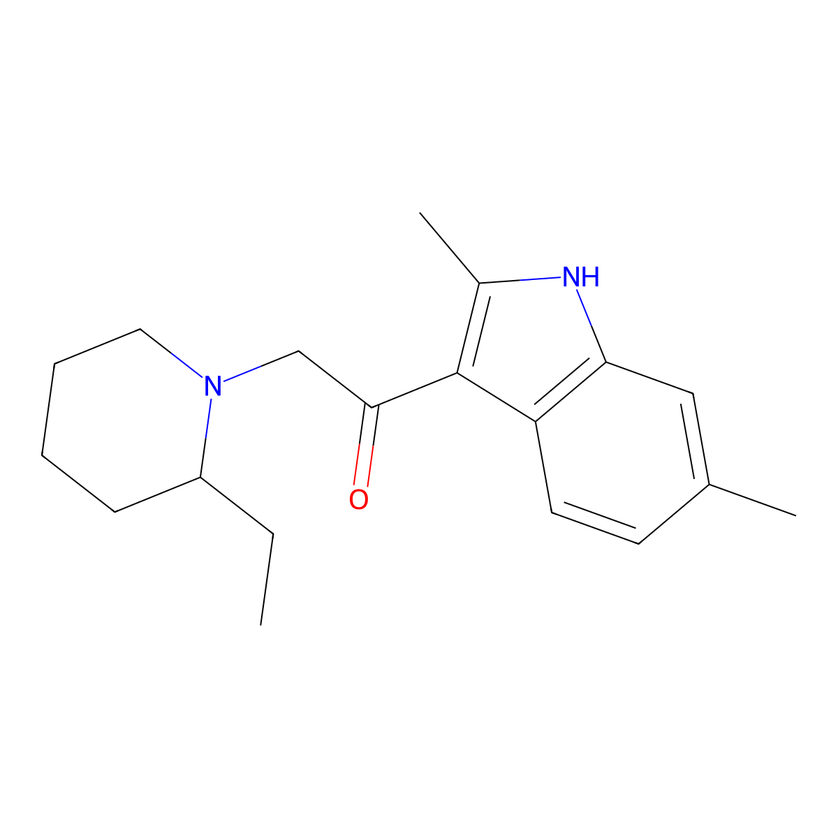 1-(2,6-dimethyl-1H-indol-3-yl)-2-(2-ethylpiperidin-1-yl)ethanone molecular structure, CAS 371235-50-6