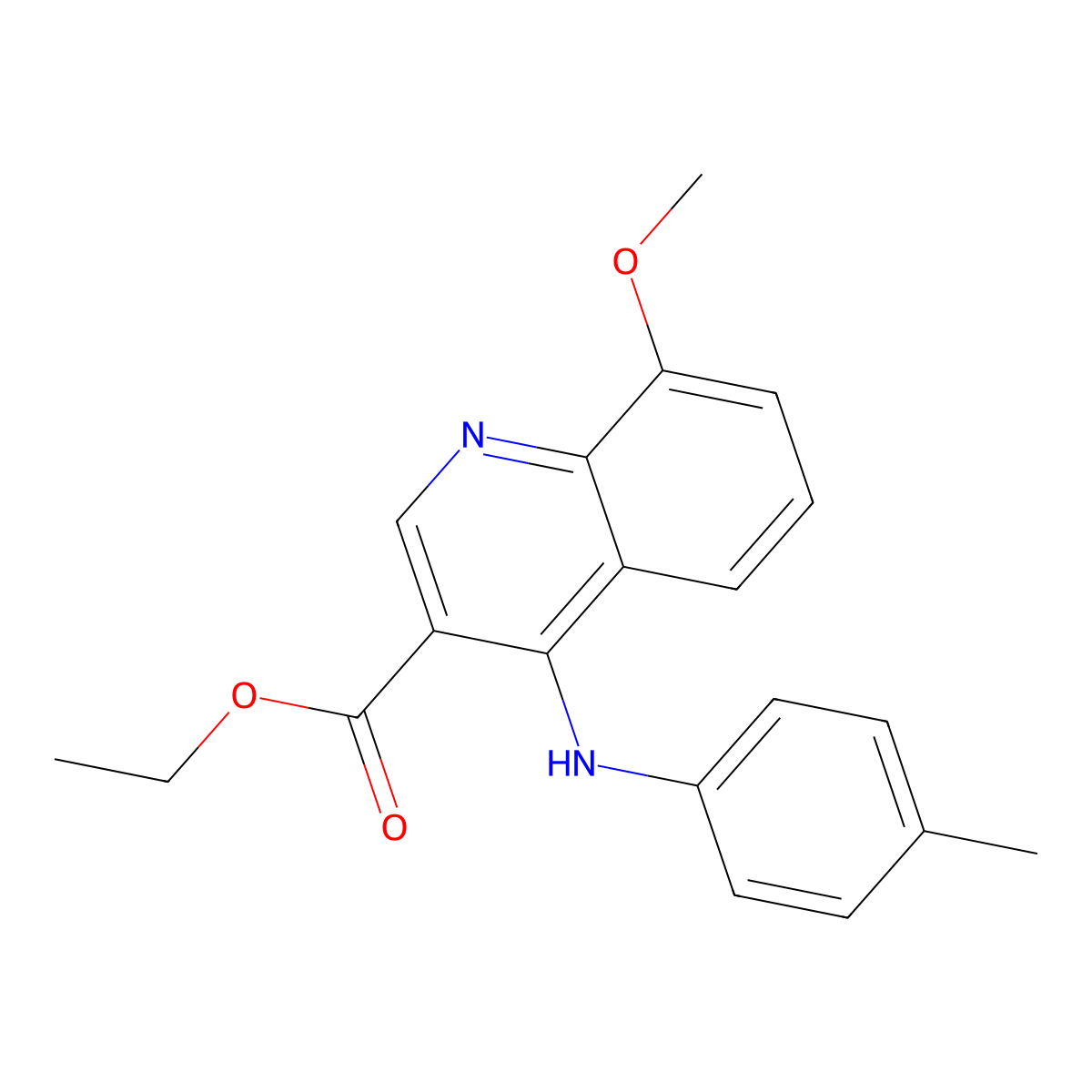 Ethyl 8-methoxy-4-[(4-methylphenyl)amino]quinoline-3-carboxylate molecular structure, CAS 371235-60-8