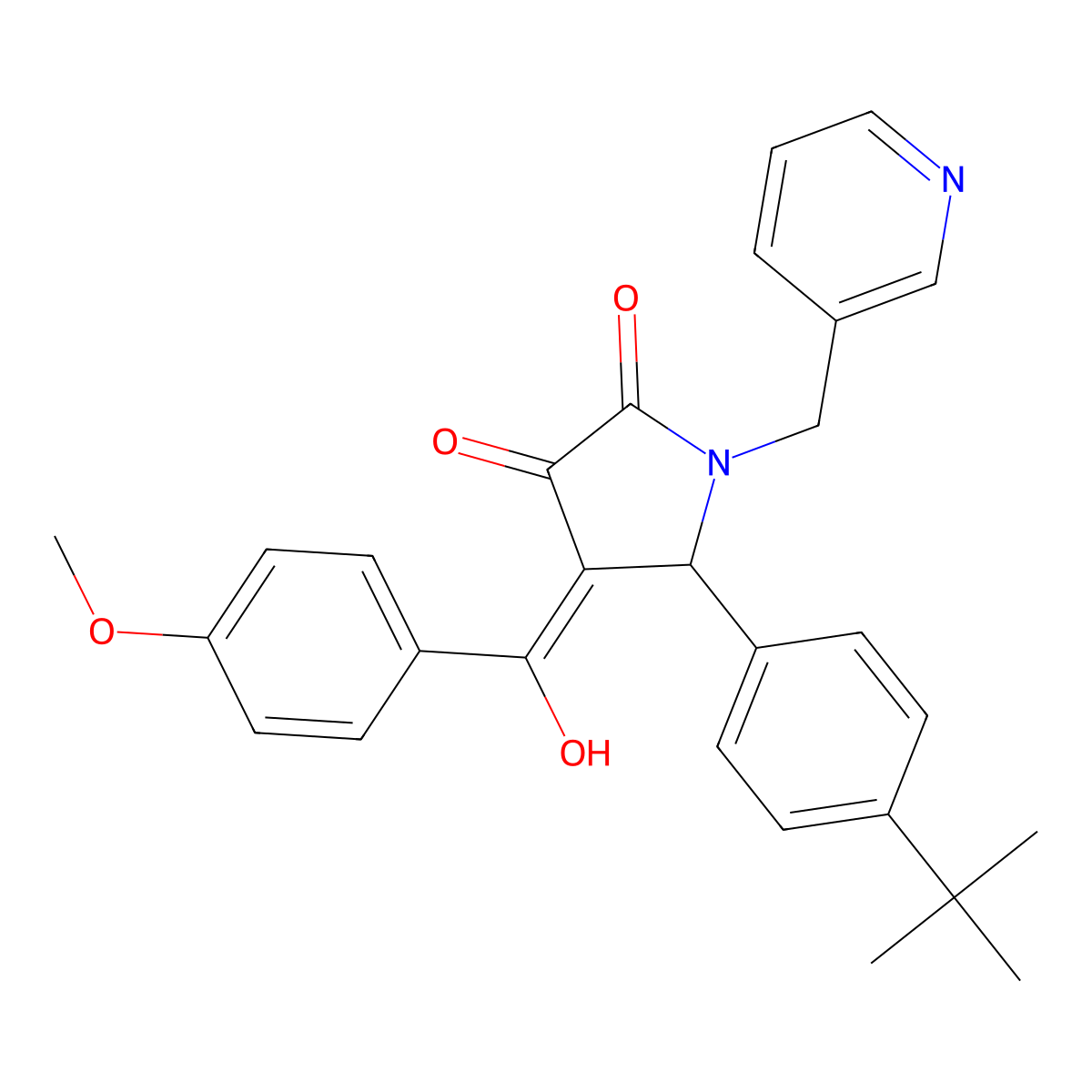 5-(4-Tert-butylphenyl)-4-[hydroxy-(4-methoxyphenyl)methylidene]-1-(pyridin-3-ylmethyl)pyrrolidine-2,3-dione molecular structure, CAS 371235-86-8