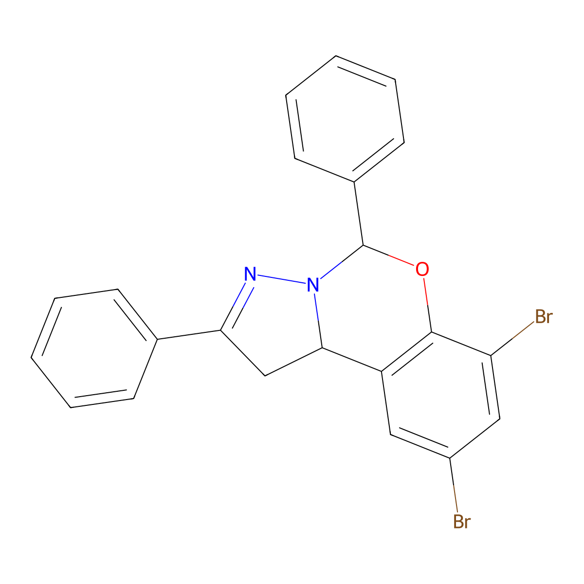 7,9-Dibromo-2,5-diphenyl-1,10b-dihydropyrazolo[1,5-c][1,3]benzoxazine molecular structure, CAS 371236-07-6