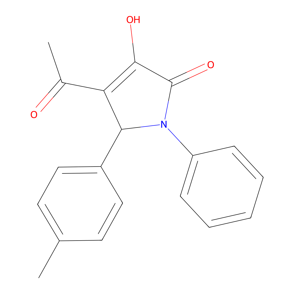 3-acetyl-4-hydroxy-2-(4-methylphenyl)-1-phenyl-2H-pyrrol-5-one molecular structure, CAS 371236-20-3