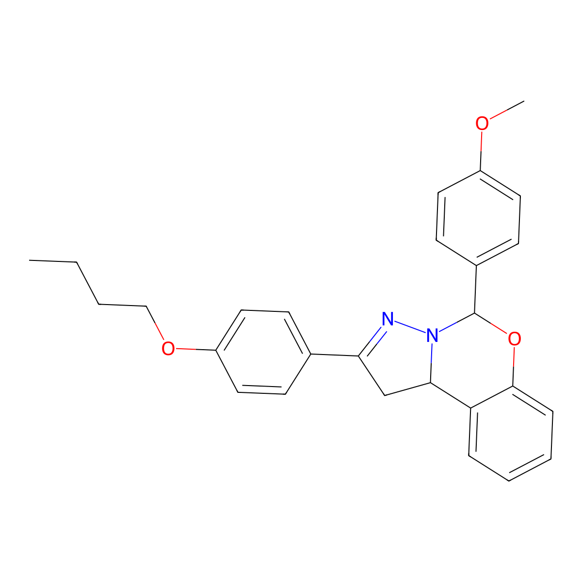 2-(4-Butoxyphenyl)-5-(4-methoxyphenyl)-1,10b-dihydropyrazolo[1,5-c][1,3]benzoxazine molecular structure, CAS 371236-36-1