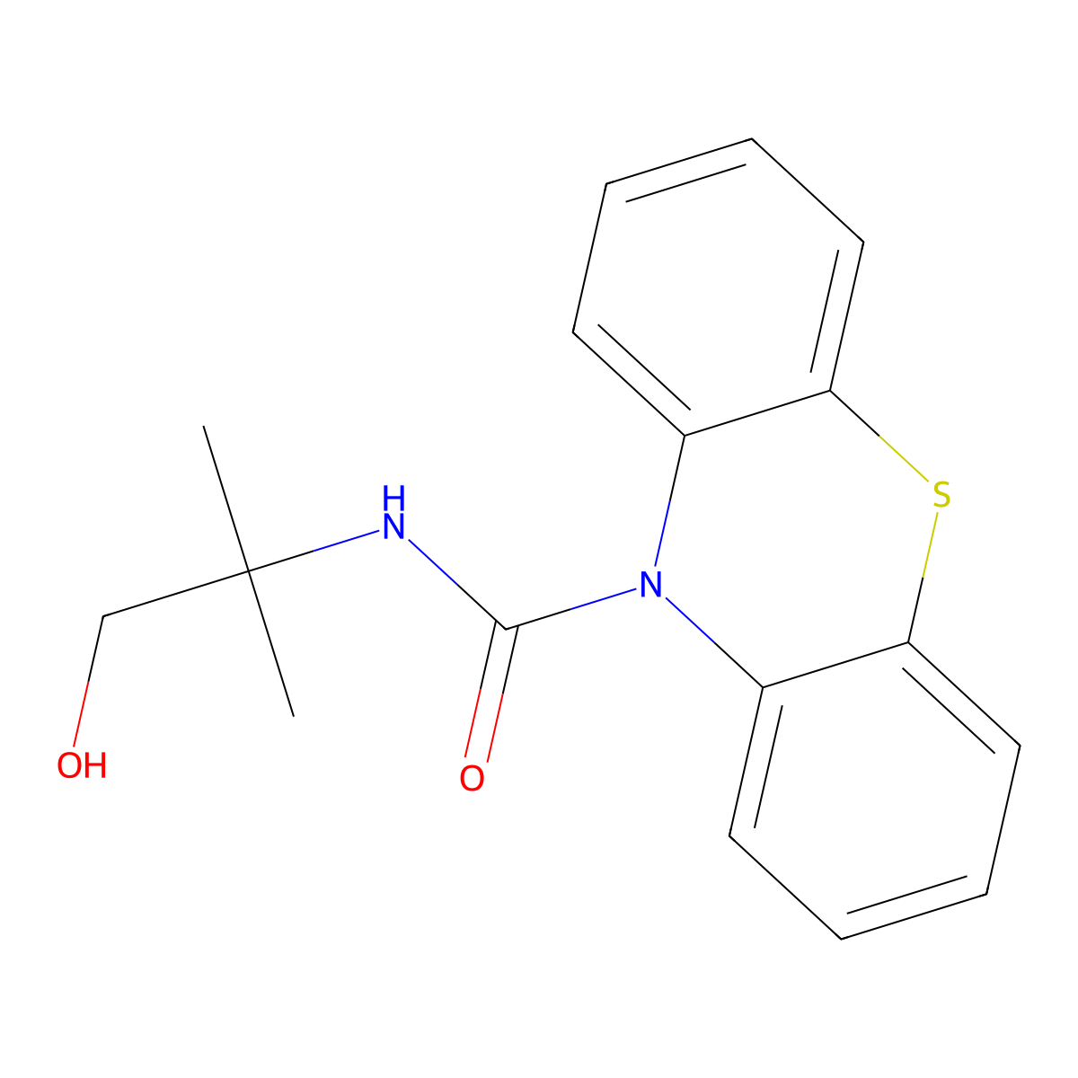 N-(1-hydroxy-2-methylpropan-2-yl)phenothiazine-10-carboxamide molecular structure, CAS 371236-78-1