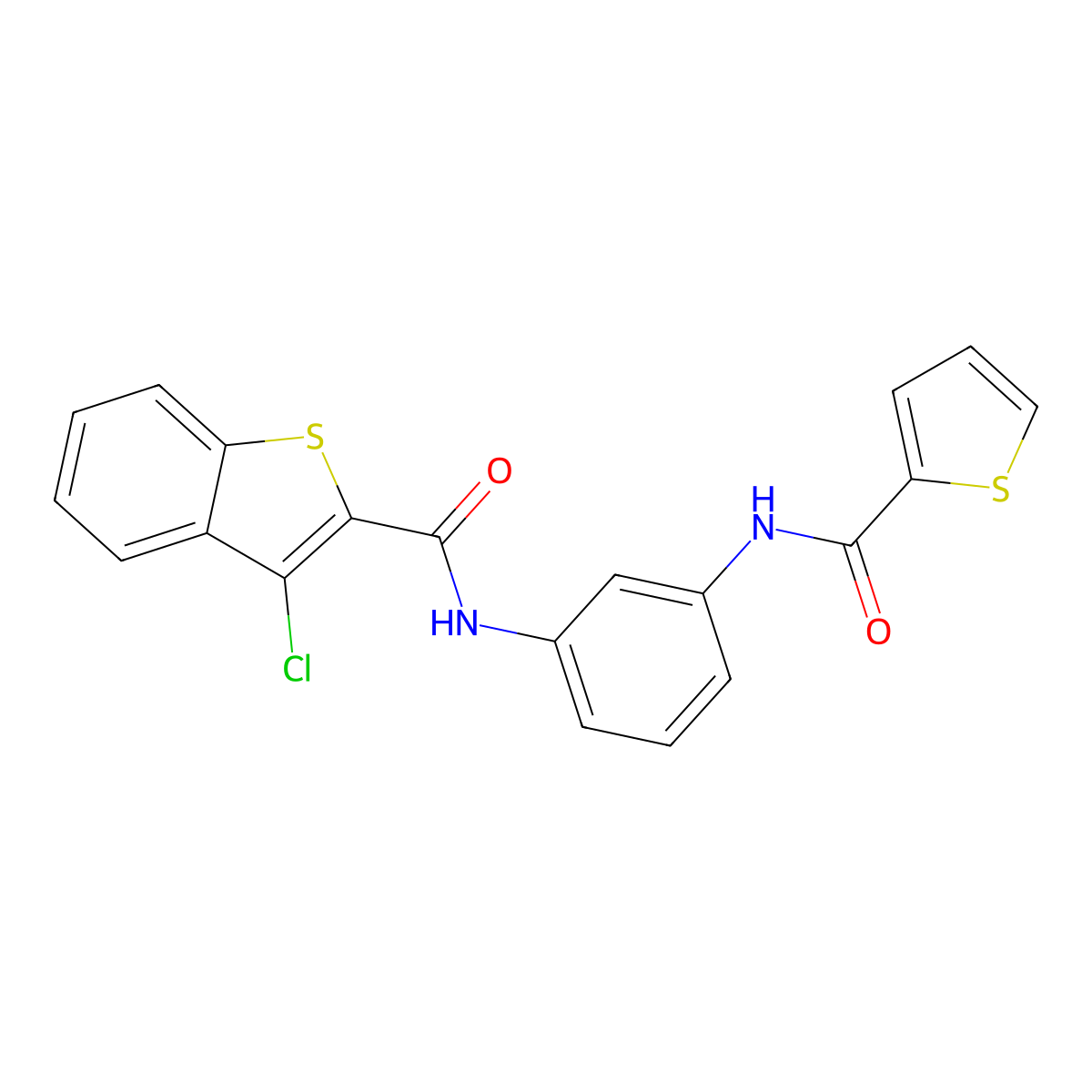 3-chloro-N-[3-(thiophene-2-carbonylamino)phenyl]-1-benzothiophene-2-carboxamide molecular structure, CAS 371236-96-3