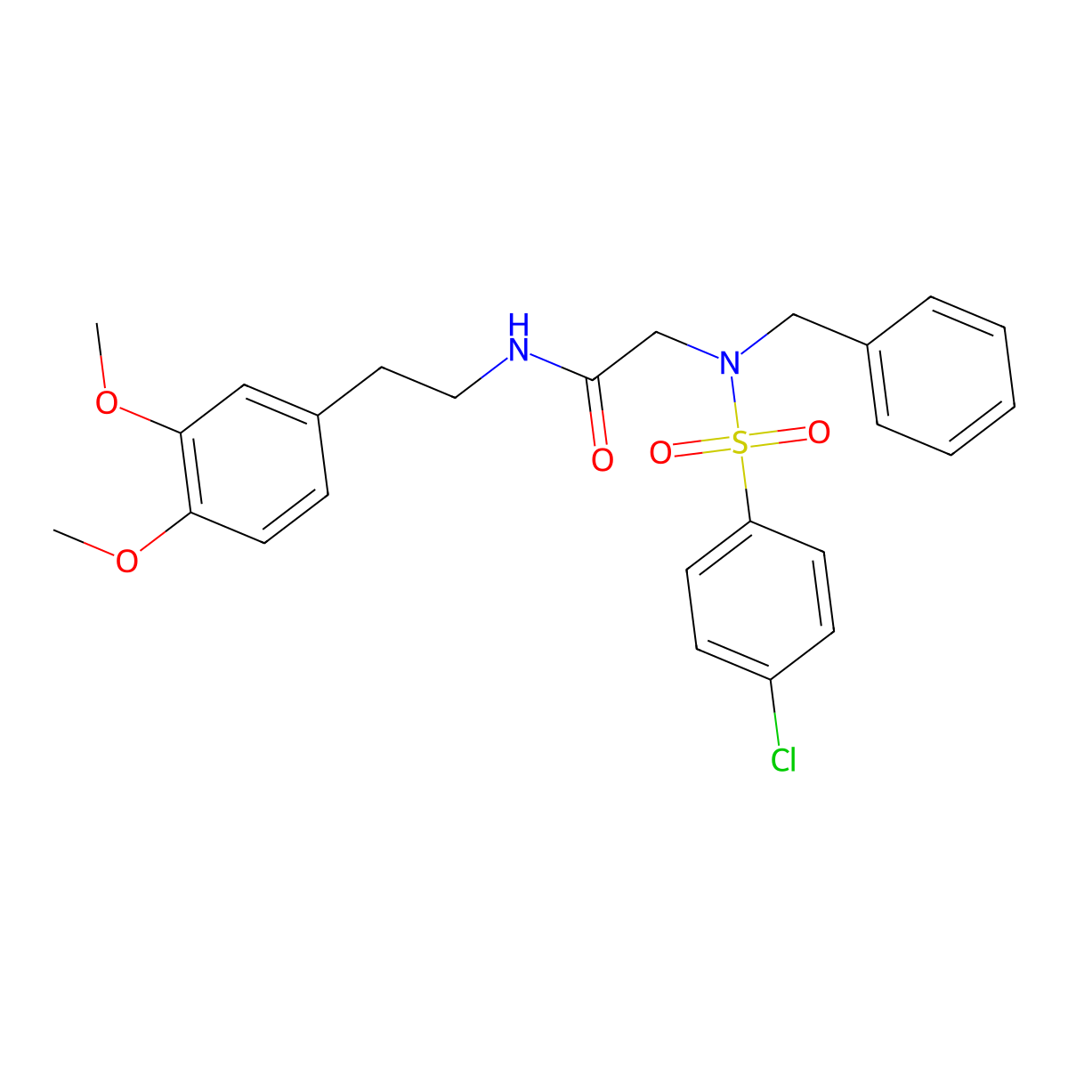 2-[benzyl-(4-chlorophenyl)sulfonylamino]-N-[2-(3,4-dimethoxyphenyl)ethyl]acetamide molecular structure, CAS 371237-42-2