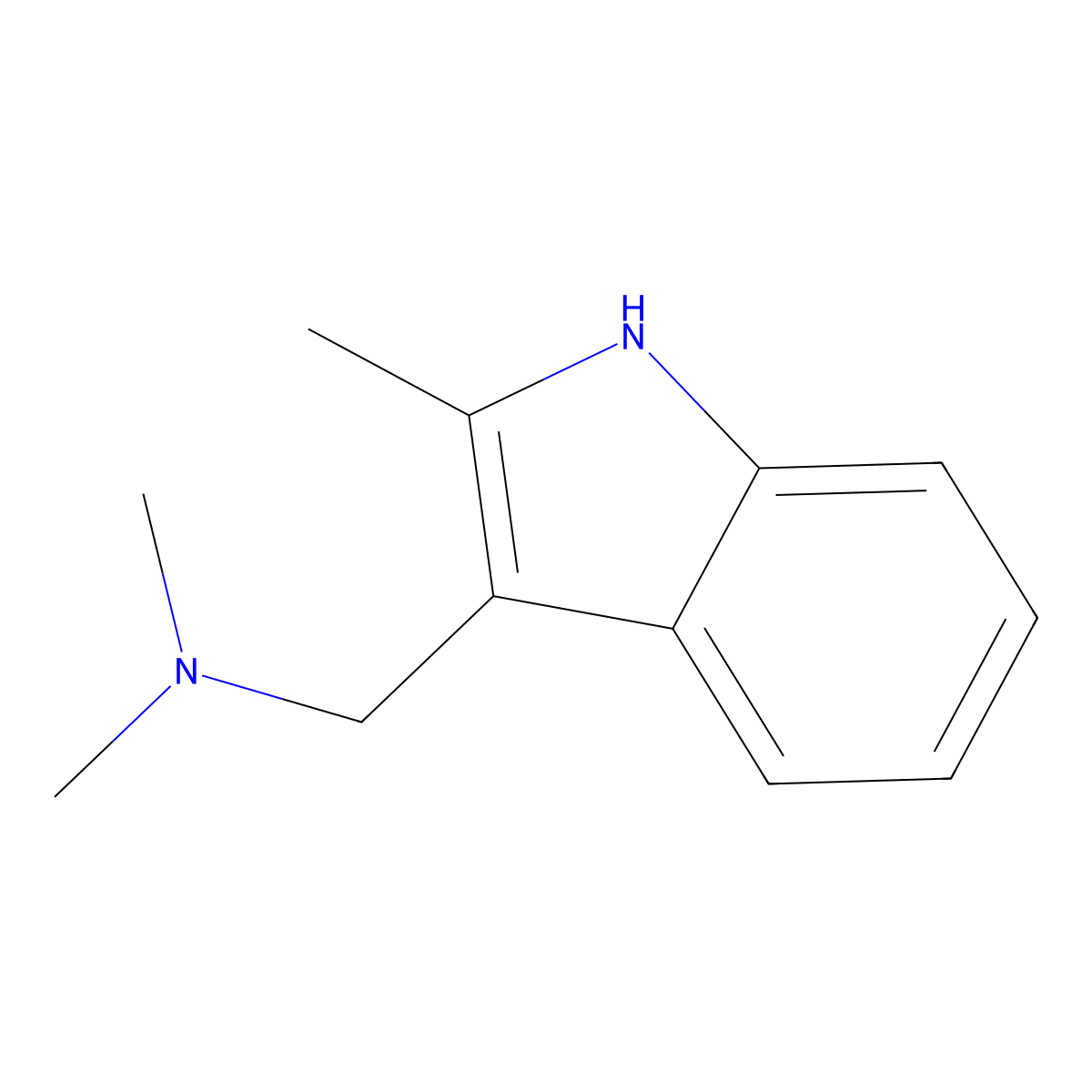 3-((Dimethylamino)methyl)-2-methylindole molecular structure, CAS 37125-92-1