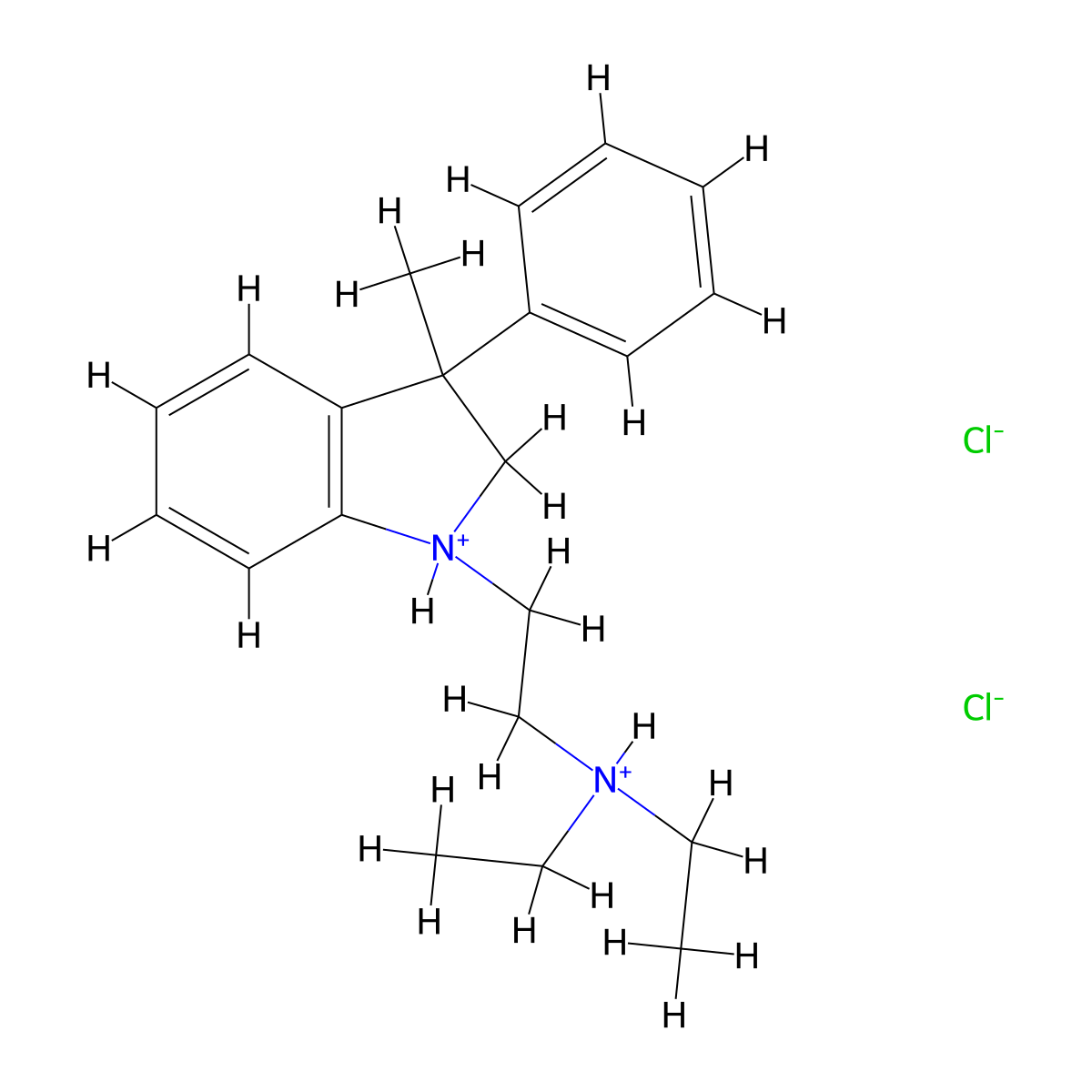 N,N-Diethyl-2-(3-methyl-3-phenyl-2,3-dihydro-1H-indol-1-yl)ethan-1-amine--hydrogen chloride (1/2) molecular structure, CAS 37126-60-6