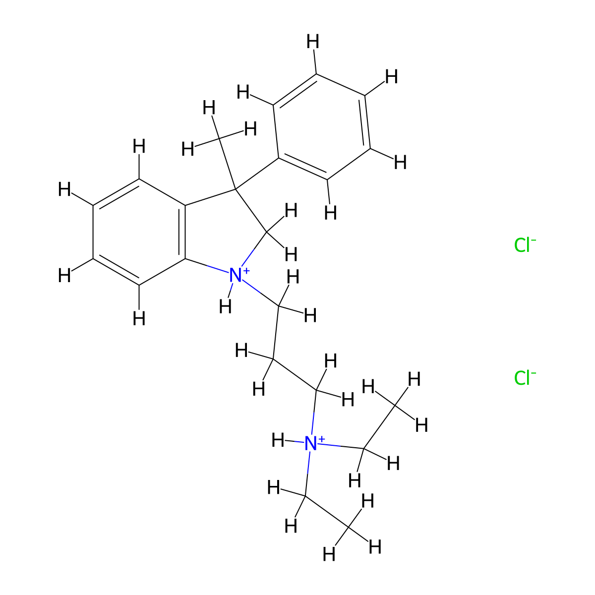 N,N-Diethyl-3-(3-methyl-3-phenyl-2,3-dihydro-1H-indol-1-yl)propan-1-amine--hydrogen chloride (1/2) molecular structure, CAS 37126-63-9