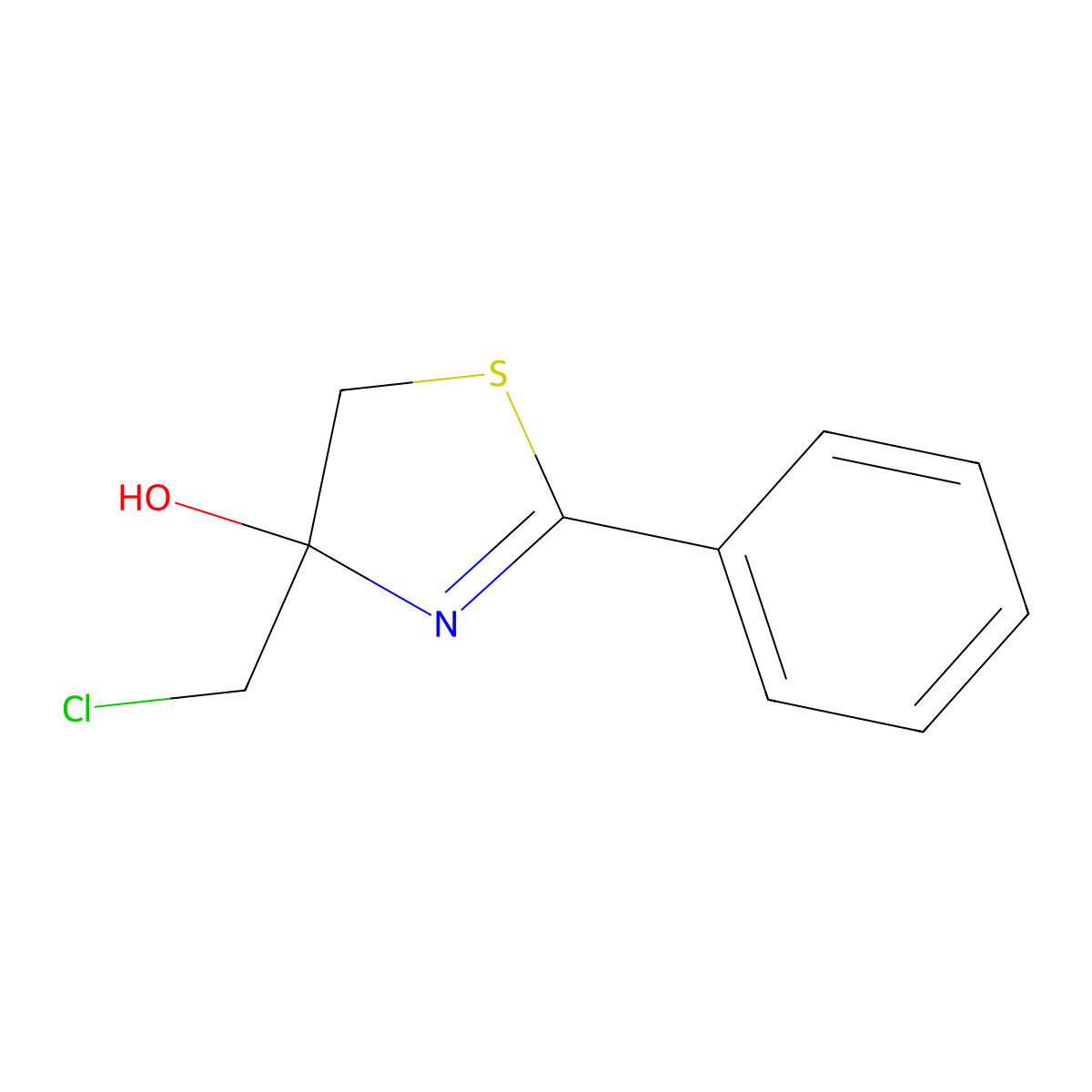 4-(chloromethyl)-2-phenyl-5H-1,3-thiazol-4-ol molecular structure, CAS 37128-19-1