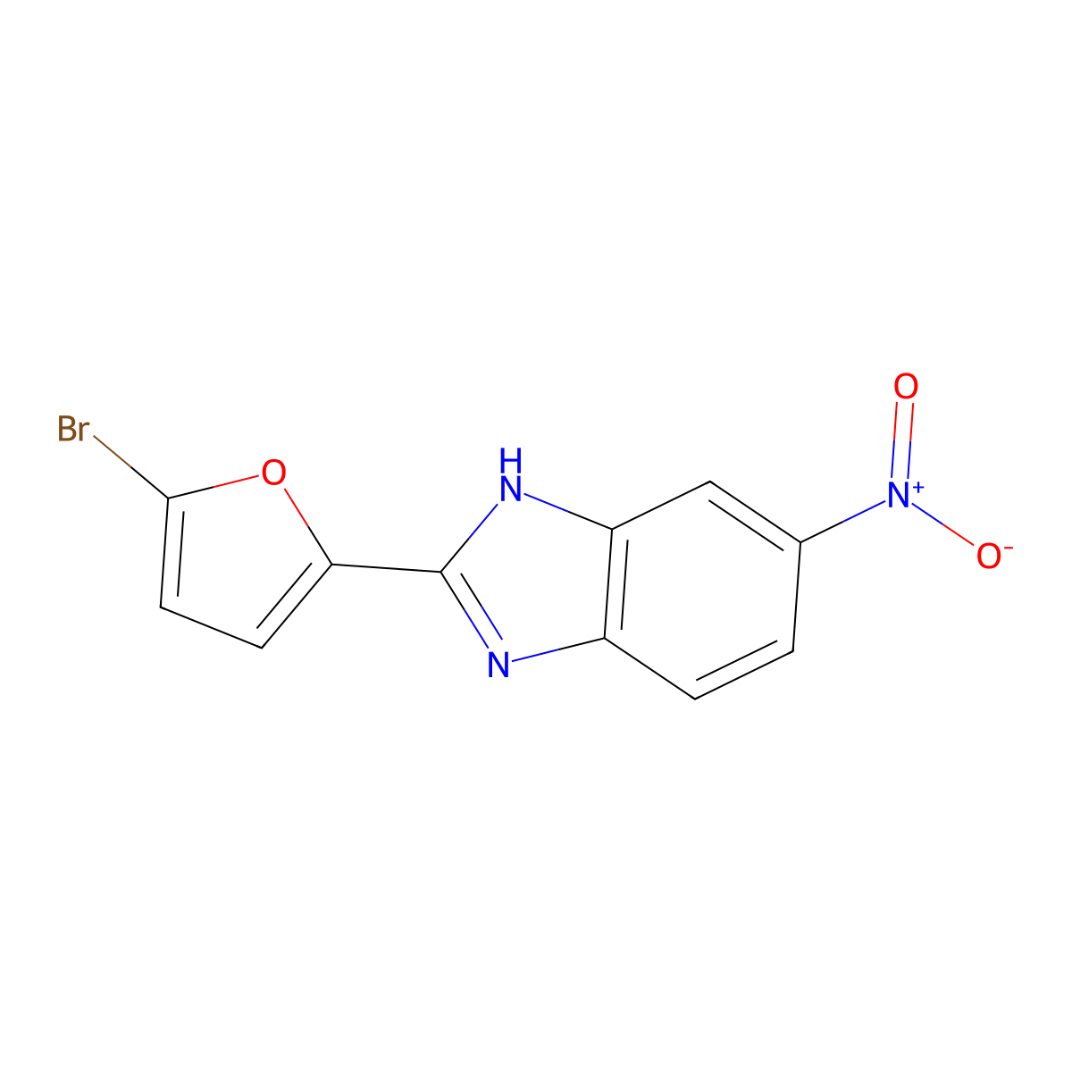 2-(5-bromofuran-2-yl)-5-nitro-1H-benzimidazole molecular structure, CAS 37128-70-4