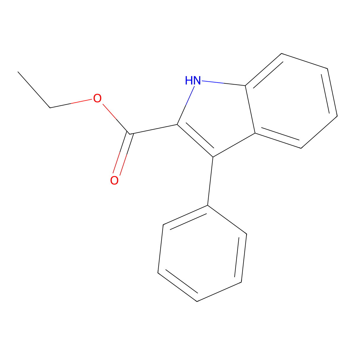 ethyl 3-phenyl-1H-indole-2-carboxylate molecular structure, CAS 37129-23-0