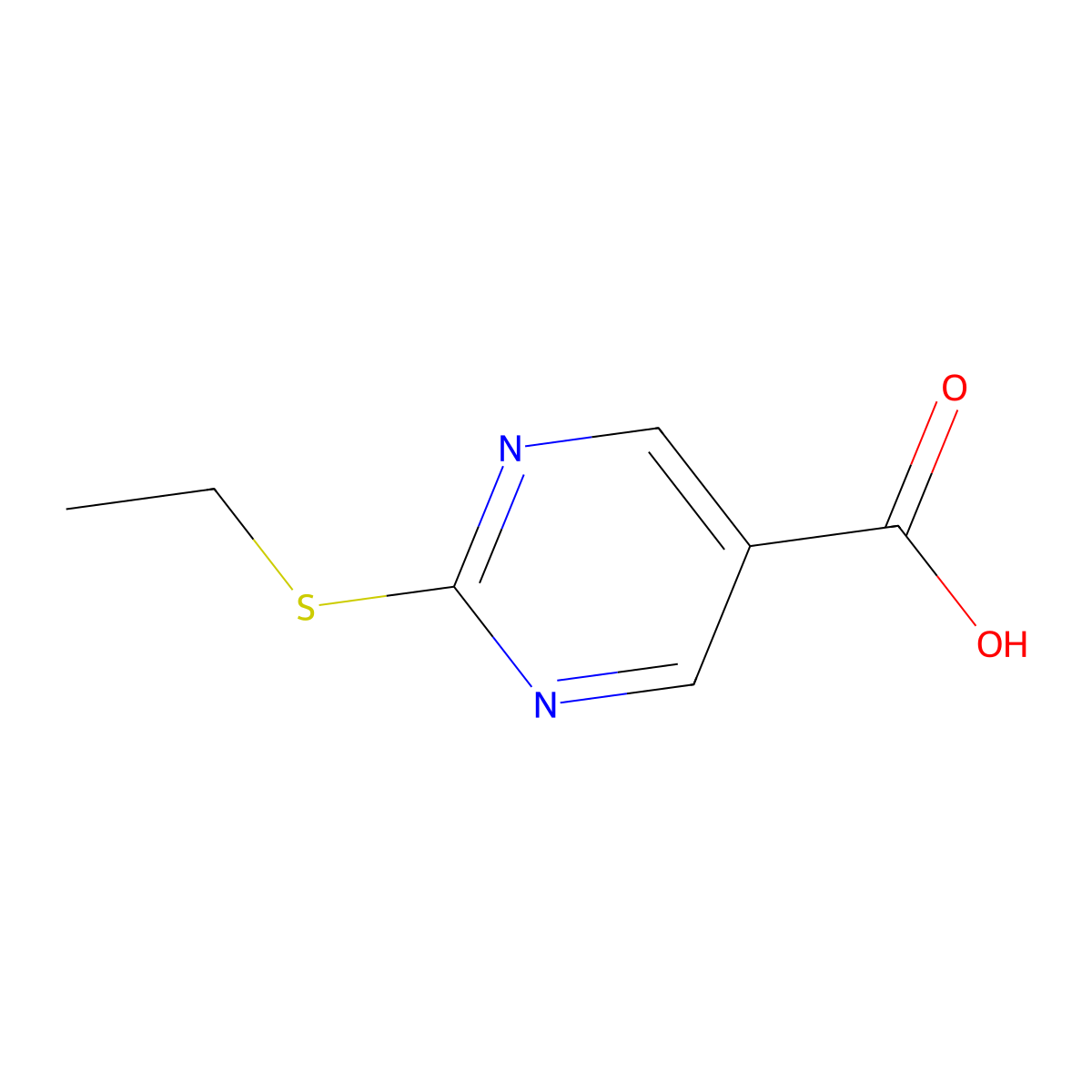 2-(Ethylthio)pyrimidine-5-carboxylic acid molecular structure, CAS 37131-88-7