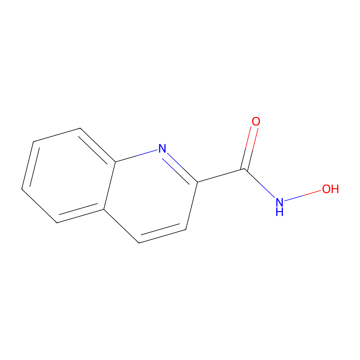 2-Quinolinecarboxamide, N-hydroxy- molecular structure, CAS 37137-42-1