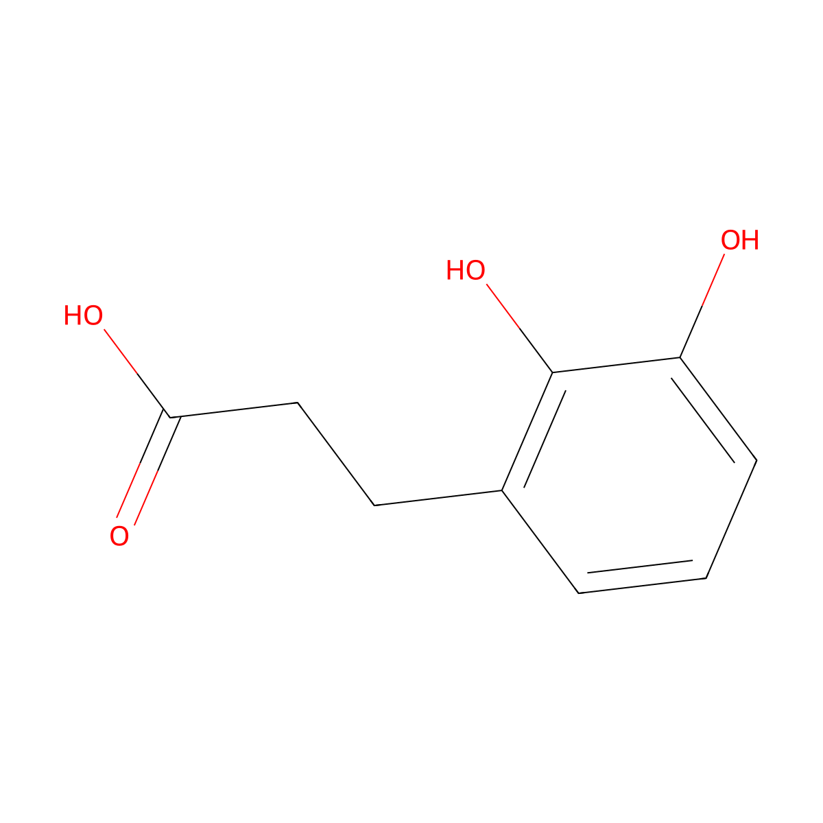 2,3-Dihydroxybenzenepropanoic acid molecular structure, CAS 3714-73-6