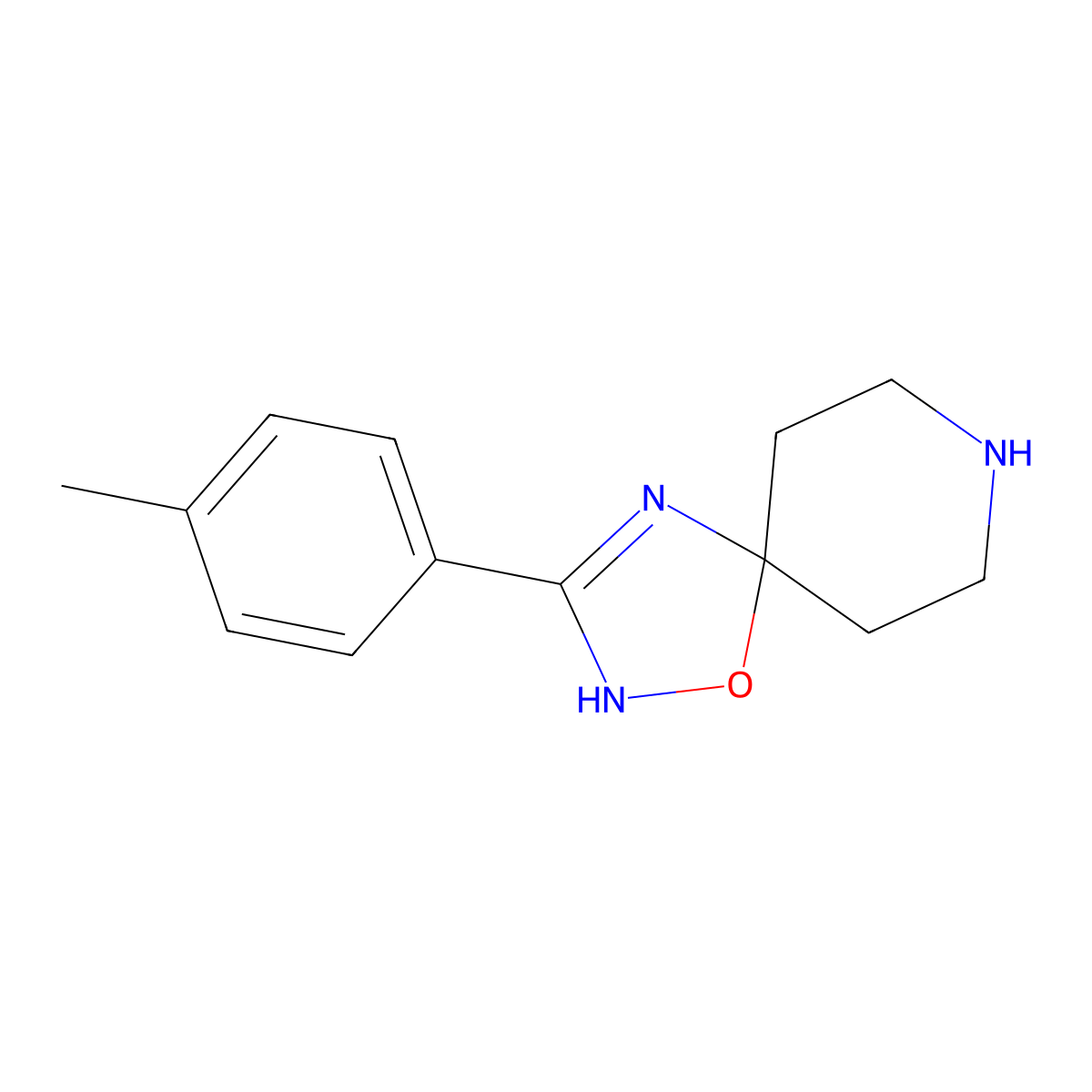 3-(4-Methylphenyl)-1-oxa-2,4,8-triazaspiro[4.5]dec-2-ene molecular structure, CAS 37143-31-0