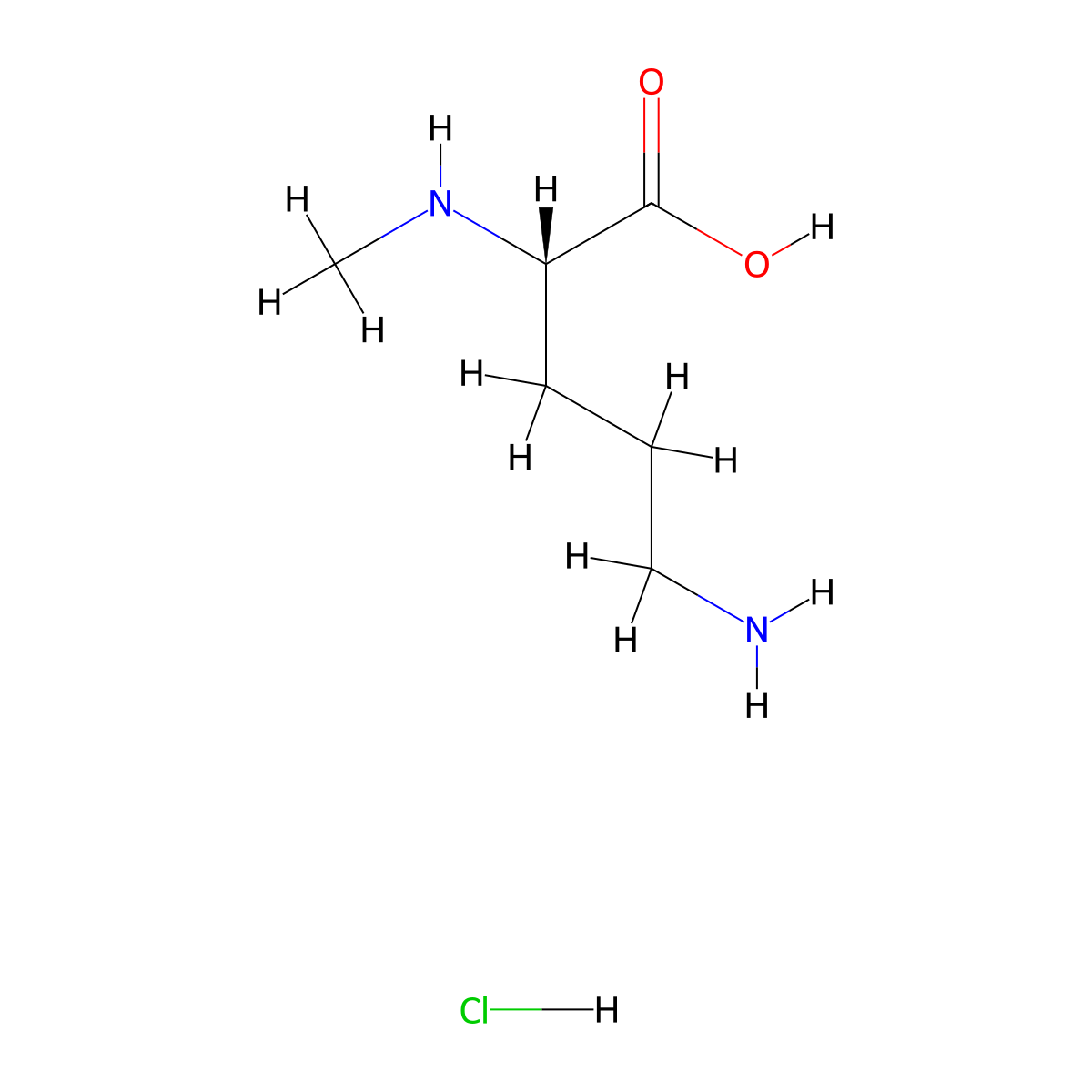 (S)-5-Amino-2-(methylamino)pentanoic acid hydrochloride molecular structure, CAS 37148-99-5