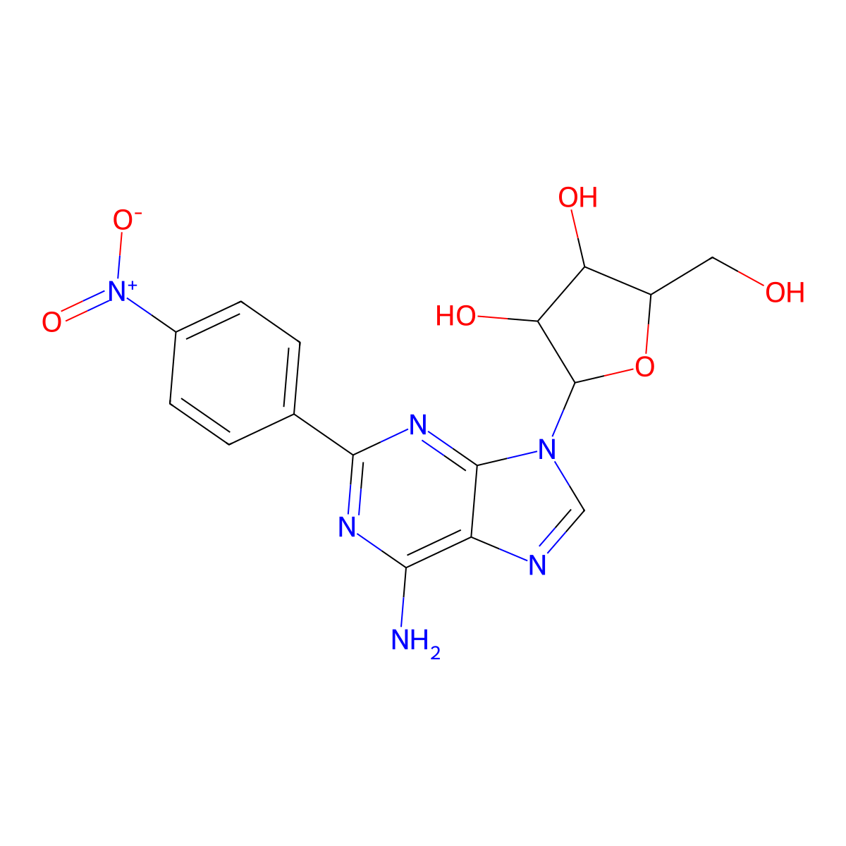Adenosine, 2-(4-nitrophenyl)- molecular structure, CAS 37151-16-9