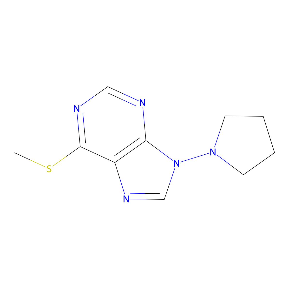 6-(Methylsulfanyl)-9-(pyrrolidin-1-yl)-9h-purine molecular structure, CAS 37154-85-1