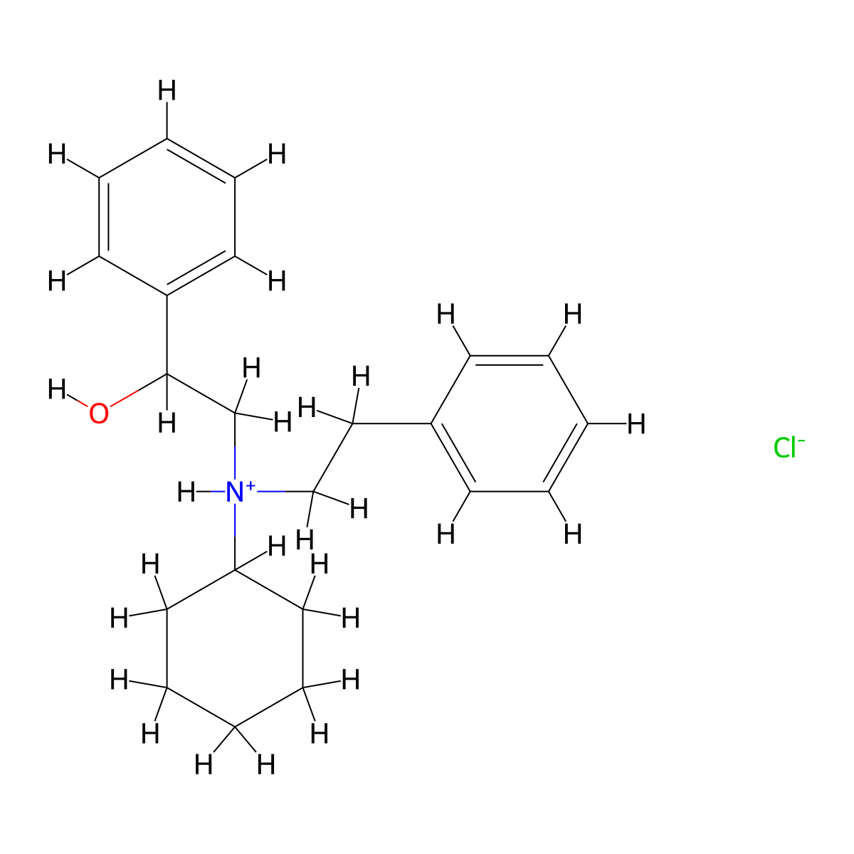 Benzyl alcohol, alpha-((N-cyclohexyl-N-phenethyl)amino)methyl-, hydrochloride molecular structure, CAS 37154-93-1