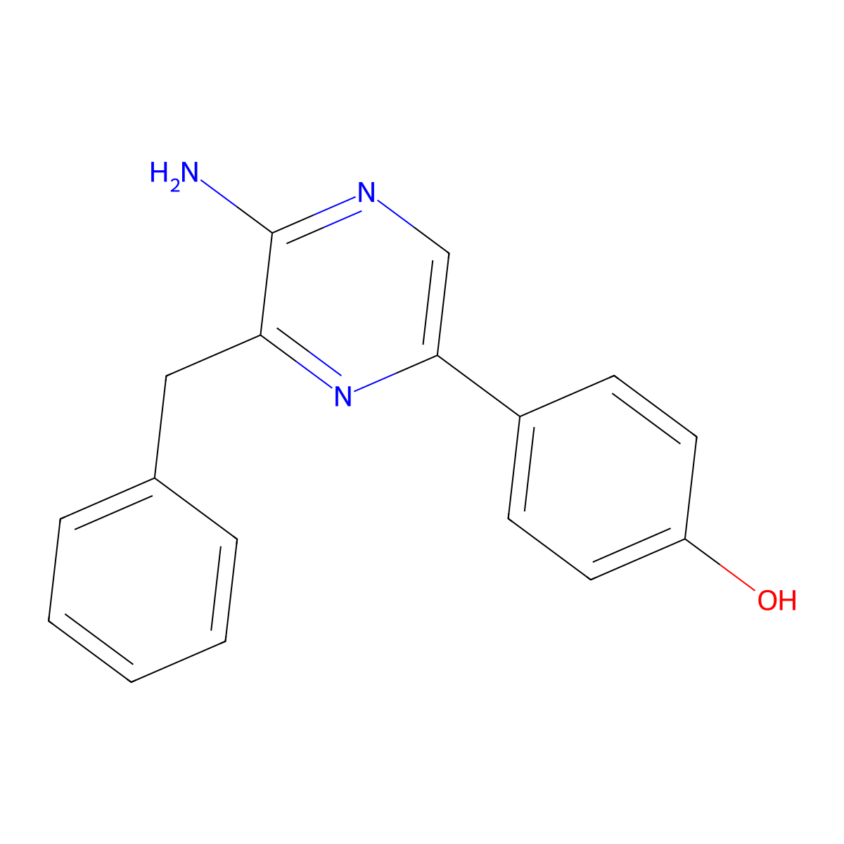 4-(5-Amino-6-(phenylmethyl)-2-pyrazinyl)phenol molecular structure, CAS 37156-84-6