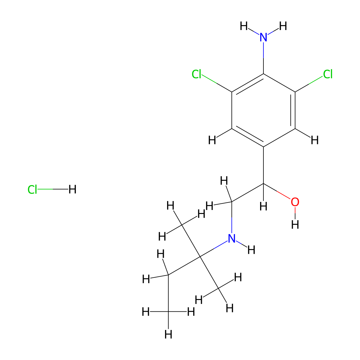 Clenpenterol hydrochloride molecular structure, CAS 37158-47-7