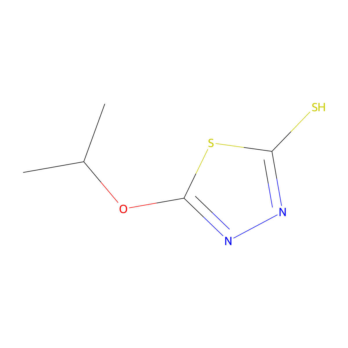 5-(Propan-2-yloxy)-1,3,4-thiadiazole-2-thiol molecular structure, CAS 37158-92-2
