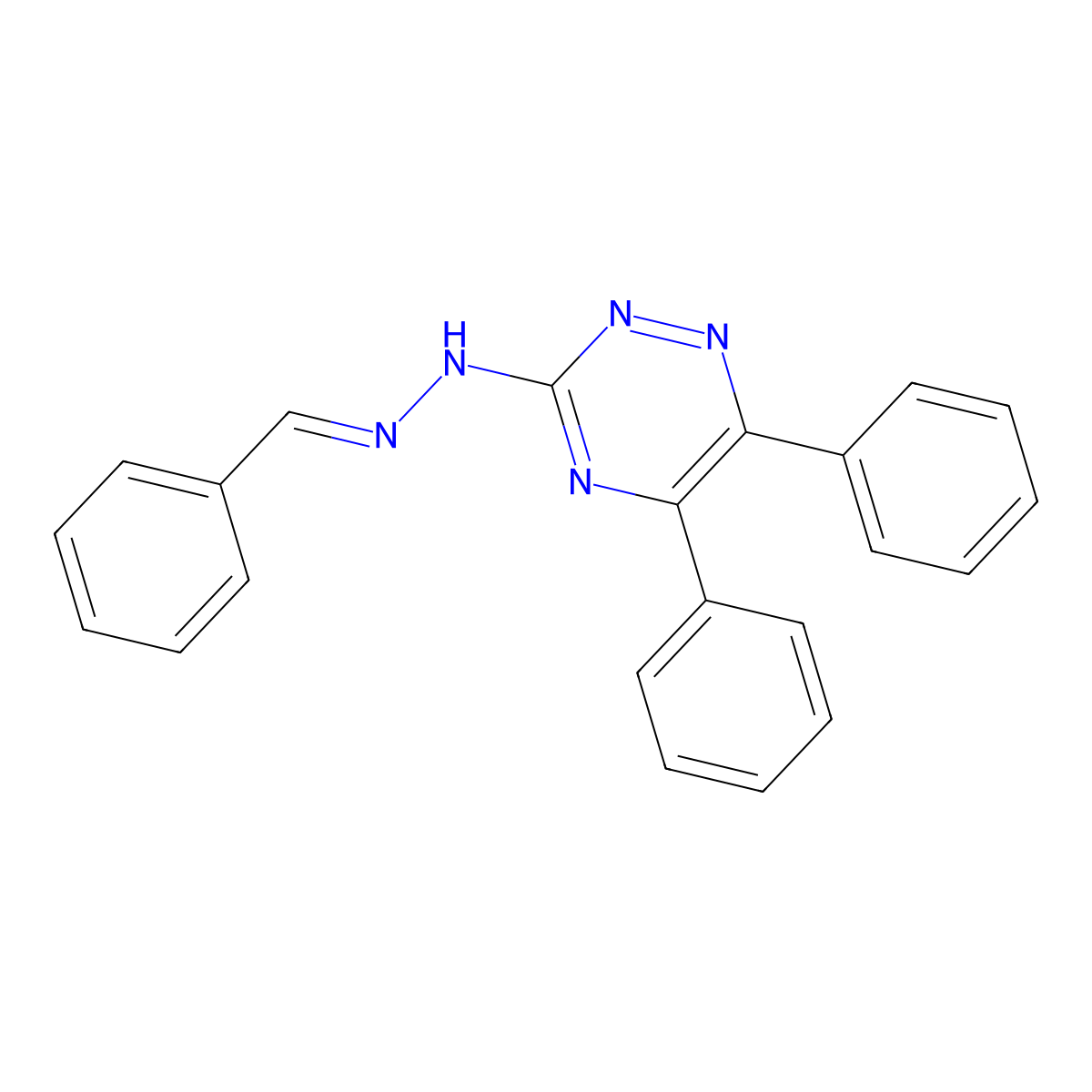 N-(benzylideneamino)-5,6-diphenyl-1,2,4-triazin-3-amine molecular structure, CAS 37160-03-5